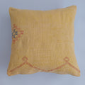 Moroccan Handmade Mustard Yellow Cactus Silk Cushion Cover 20''x20'' / 50x50 CM