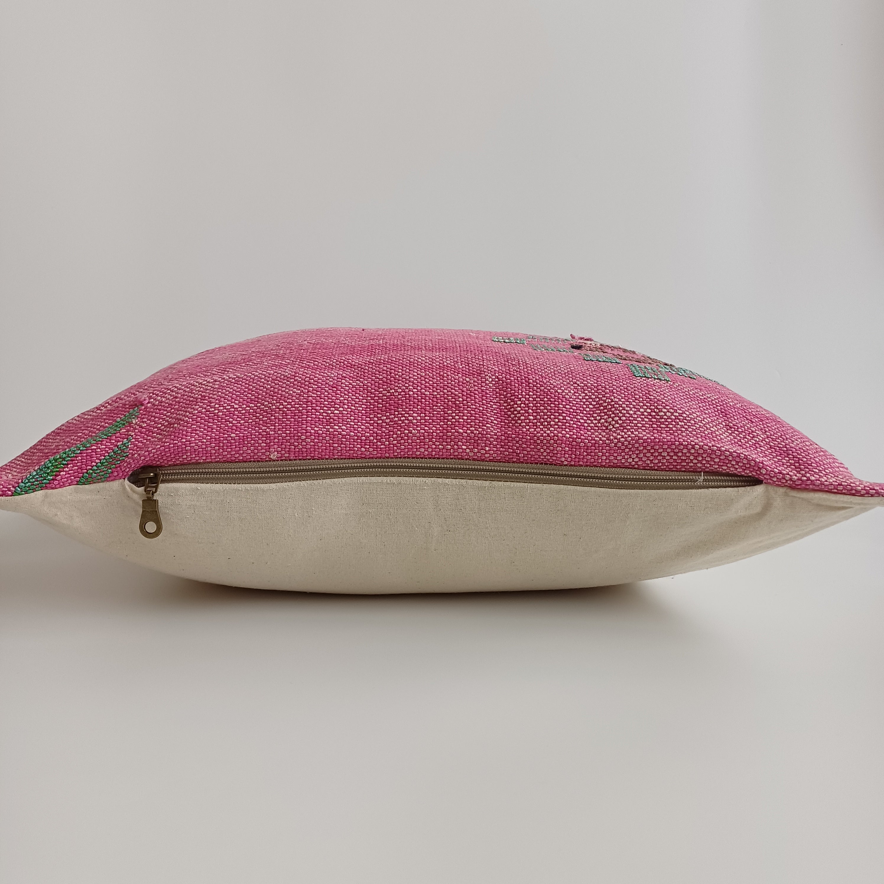 Moroccan Handmade Pink Cactus Silk Cushion Cover 20''x20'' / 50x50 CM