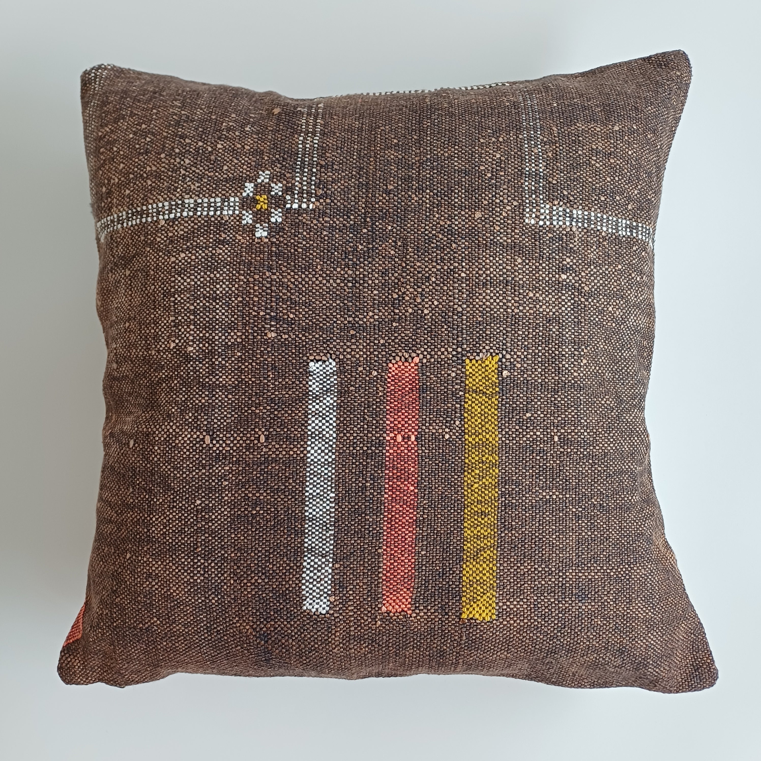 Moroccan Handmade Brown Cactus Silk Cushion Cover 20''x20'' / 47x46 CM