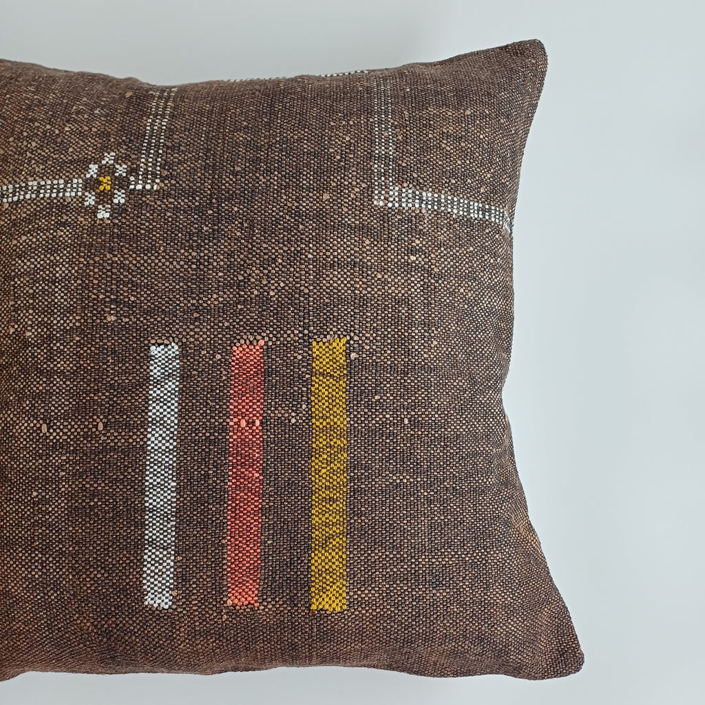Moroccan Handmade Brown Cactus Silk Cushion Cover 20''x20'' / 47x46 CM