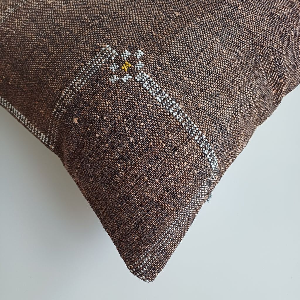 Moroccan Handmade Brown Cactus Silk Cushion Cover 20''x20'' / 47x46 CM