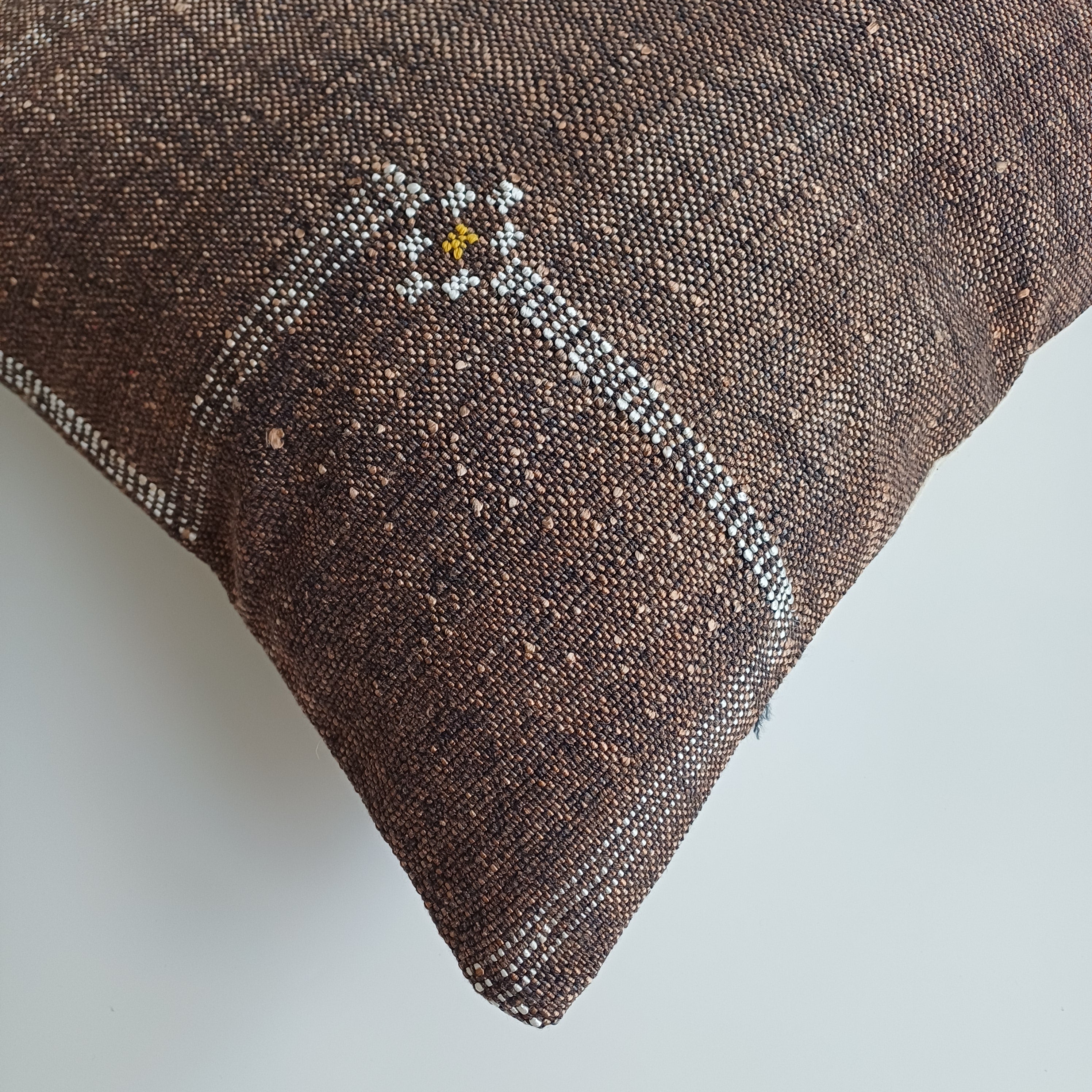 Moroccan Handmade Brown Cactus Silk Cushion Cover 20''x20'' / 47x46 CM