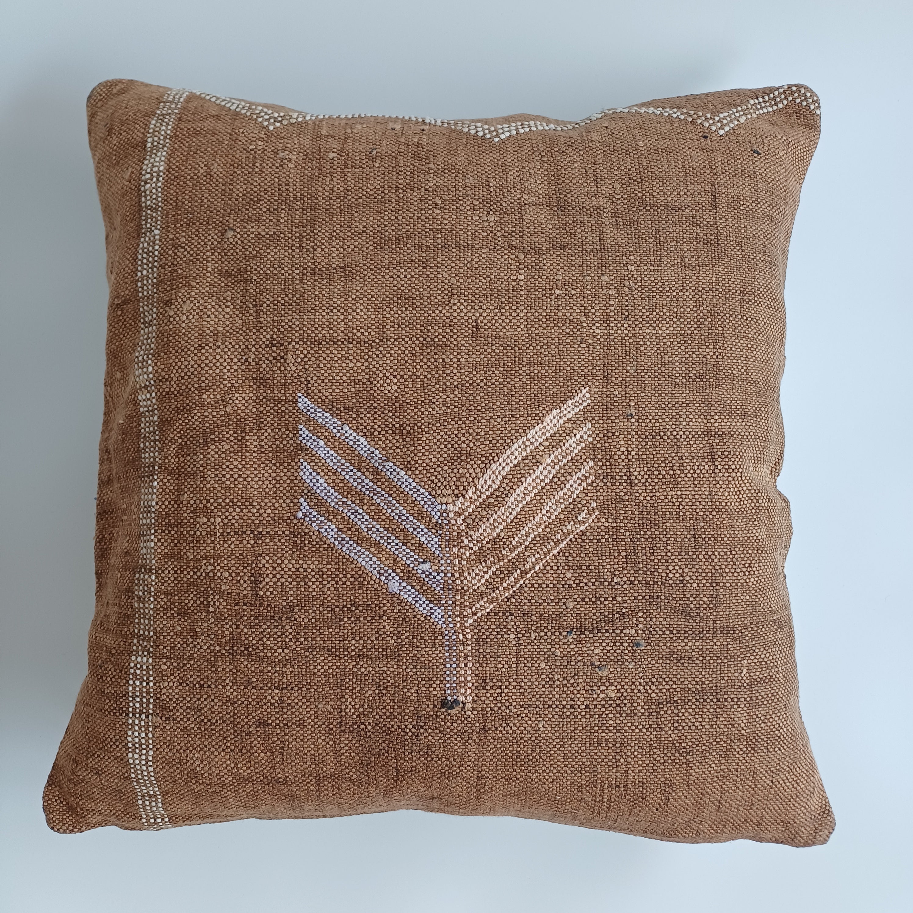 Moroccan Handmade Brown Cactus Silk Cushion Cover 20''x20'' / 50x50 CM
