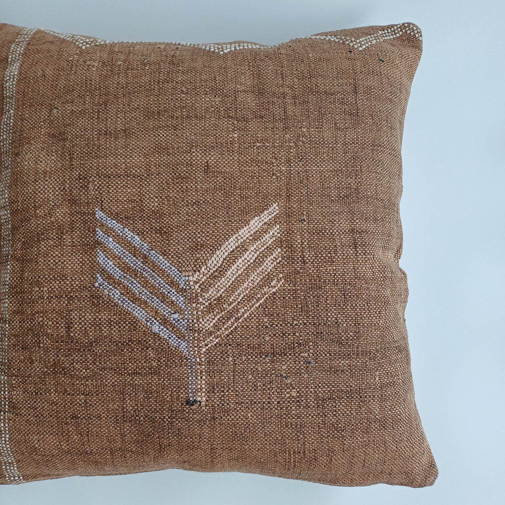 Moroccan Handmade Brown Cactus Silk Cushion Cover 20''x20'' / 50x50 CM