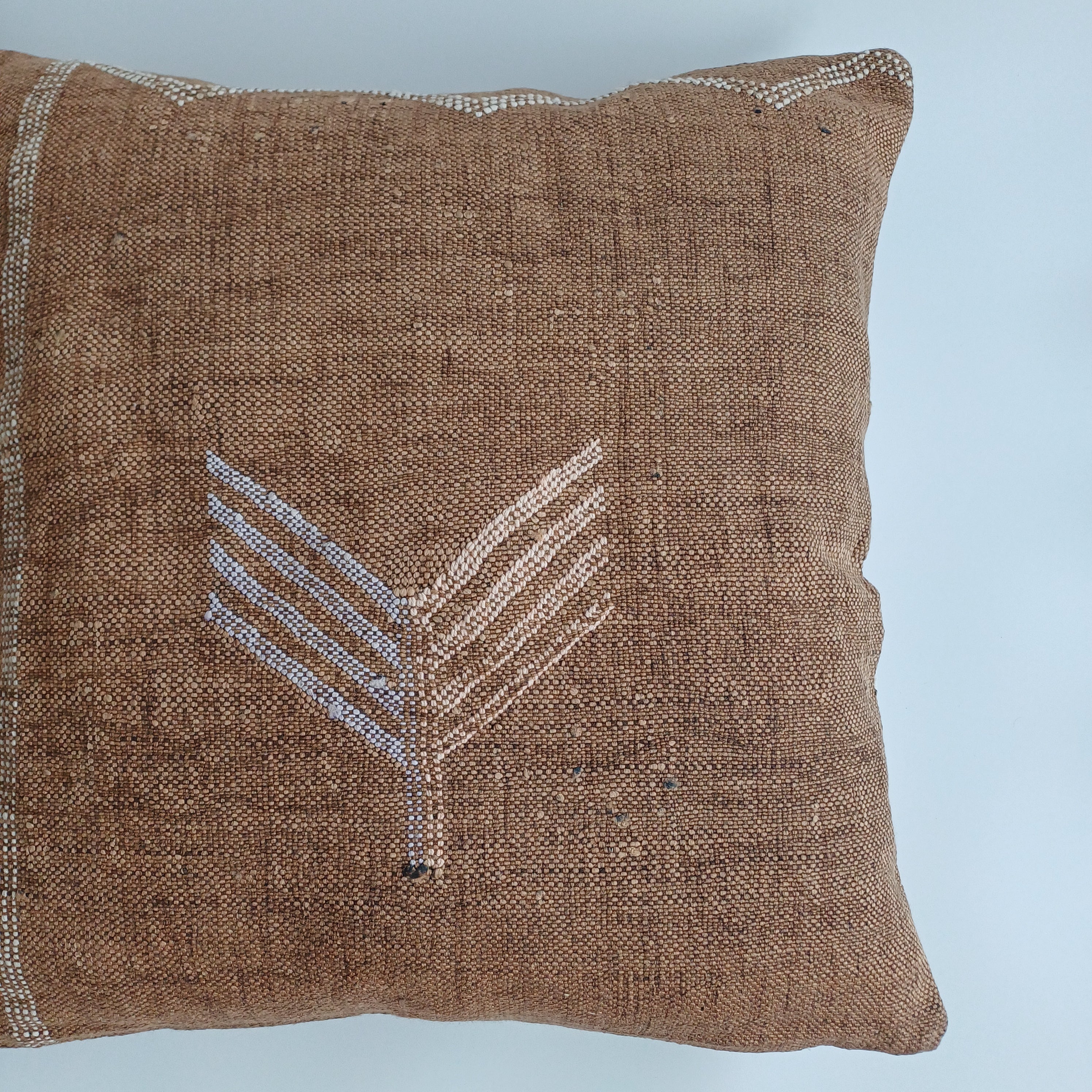 Moroccan Handmade Brown Cactus Silk Cushion Cover 20''x20'' / 50x50 CM