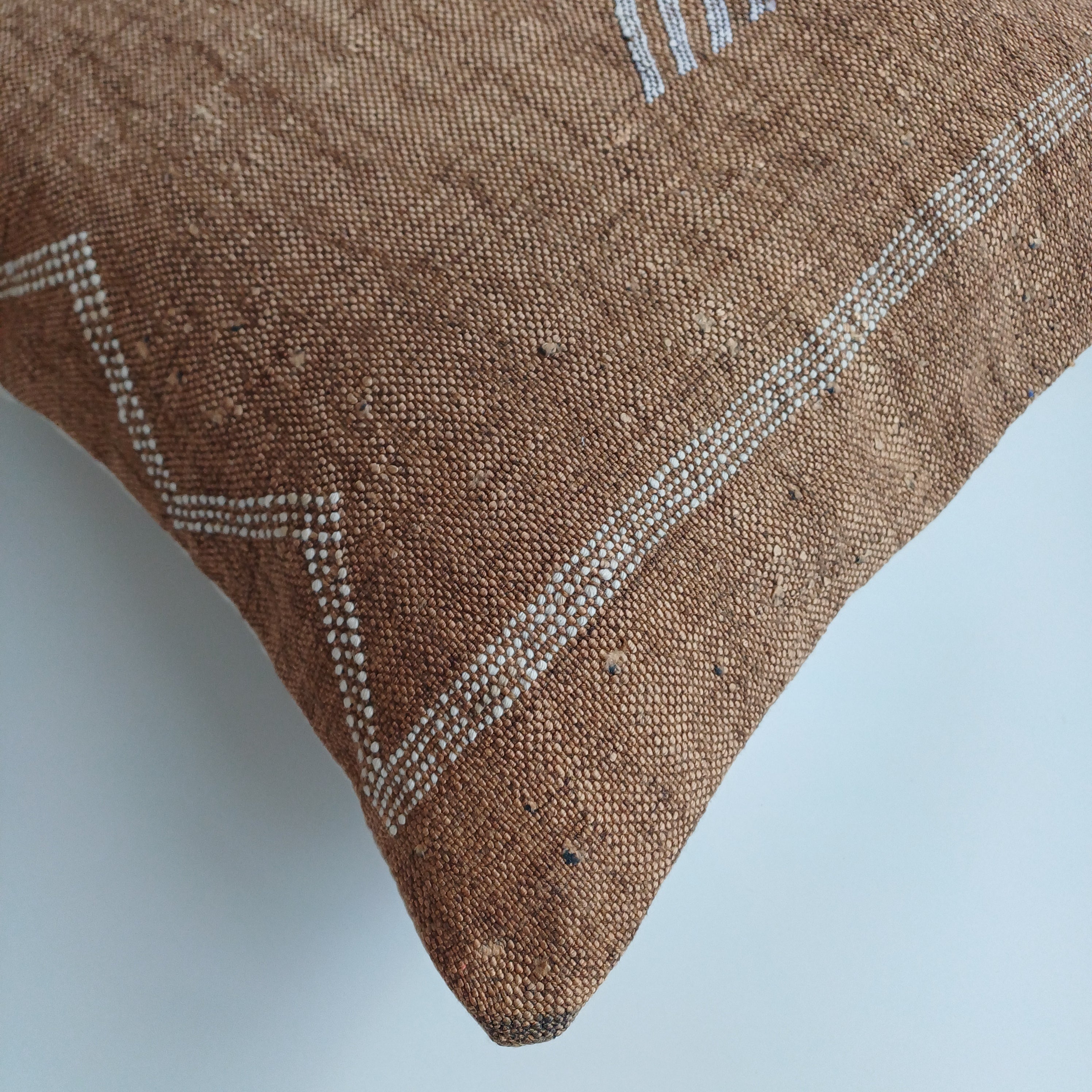 Moroccan Handmade Brown Cactus Silk Cushion Cover 20''x20'' / 50x50 CM