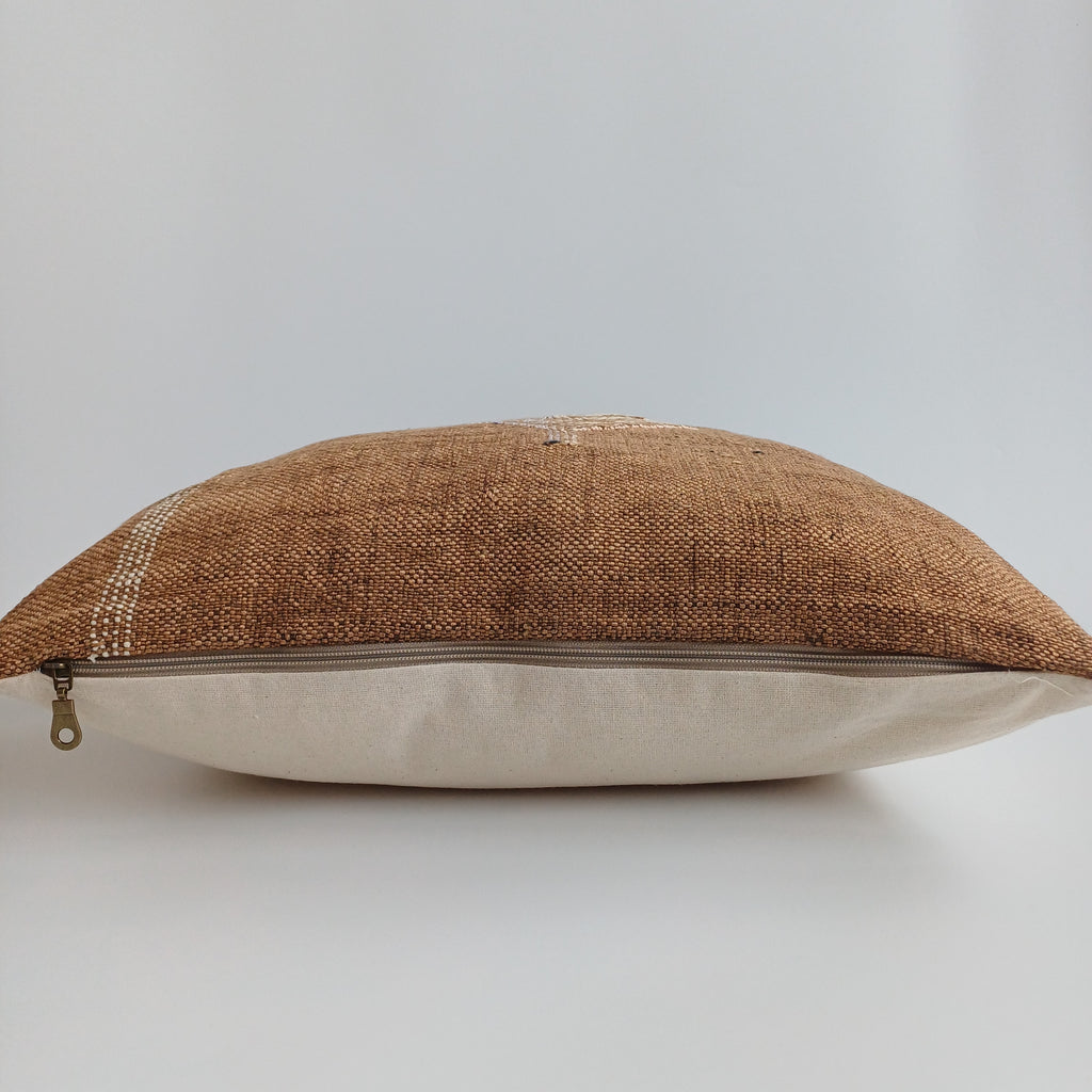 Moroccan Handmade Brown Cactus Silk Cushion Cover 20''x20'' / 50x50 CM