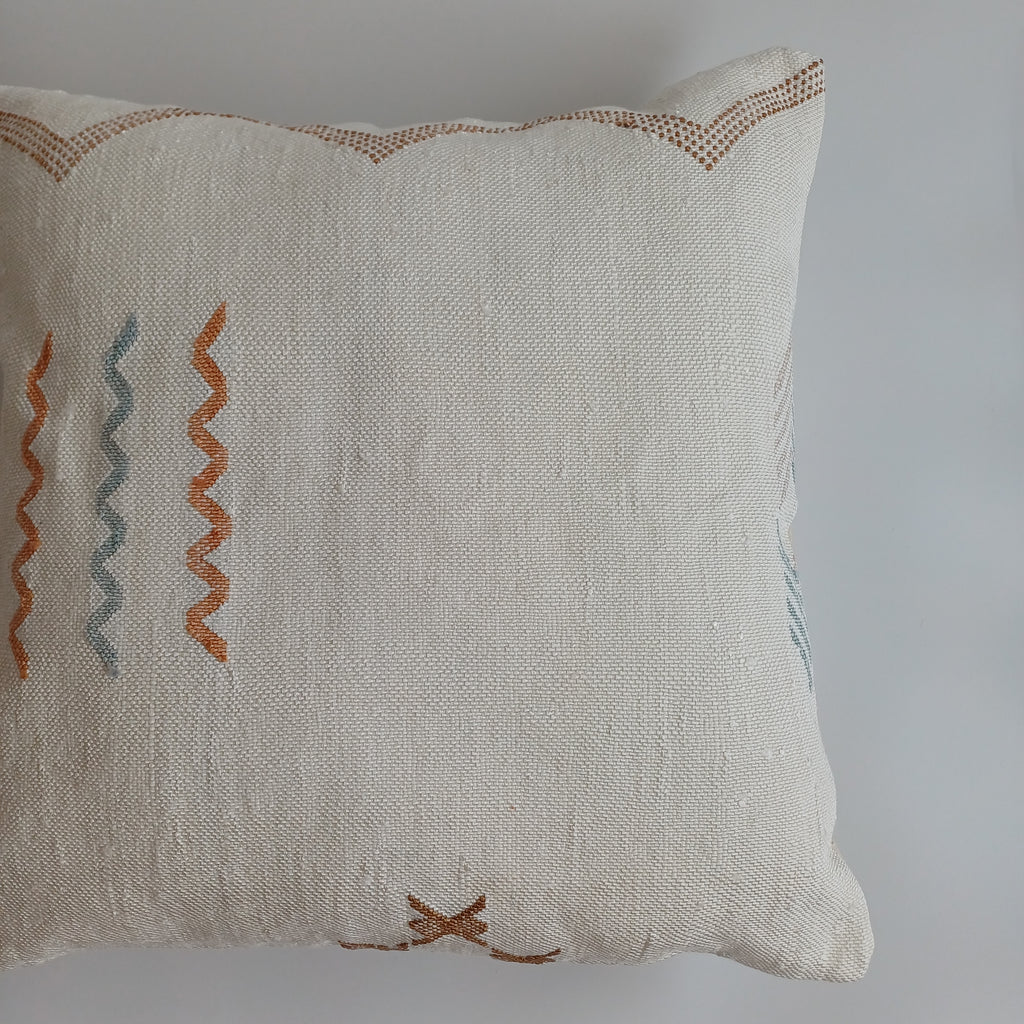 Moroccan Handmade Oatmeal Cactus Silk Cushion Cover 20''x20'' / 50x50 CM