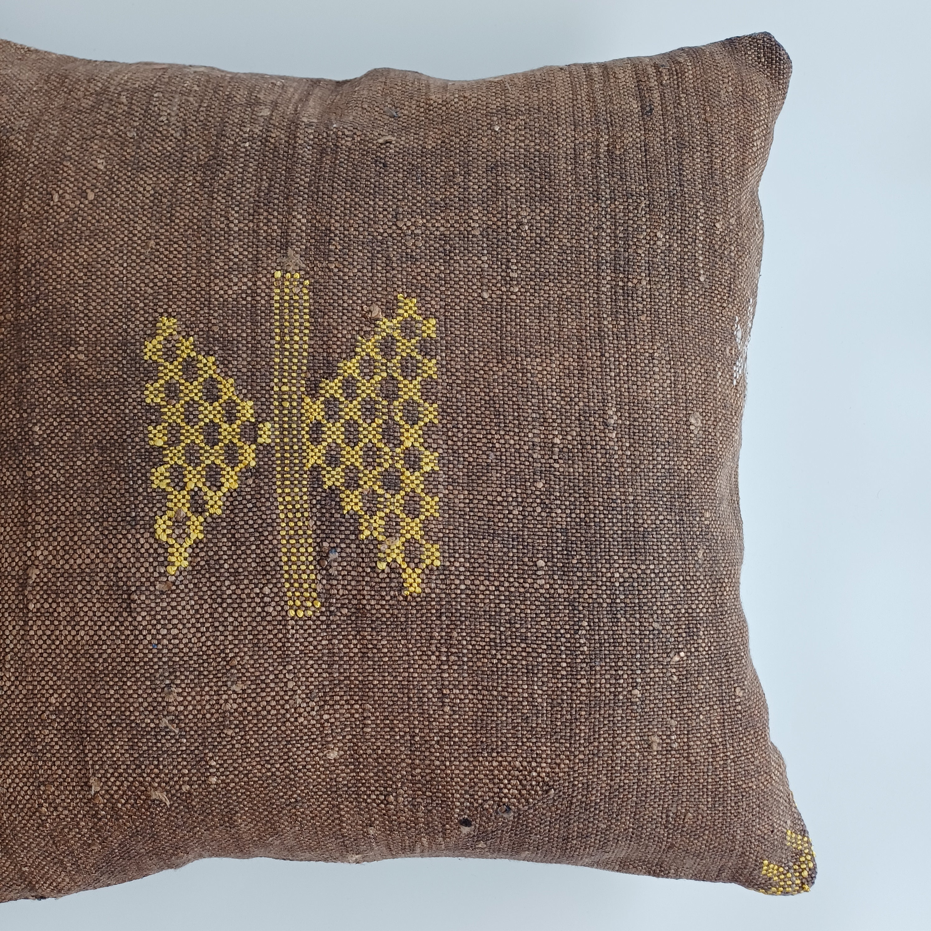 Moroccan Handmade Brown Cactus Silk Cushion Cover 20''x20'' / 50x50 CM