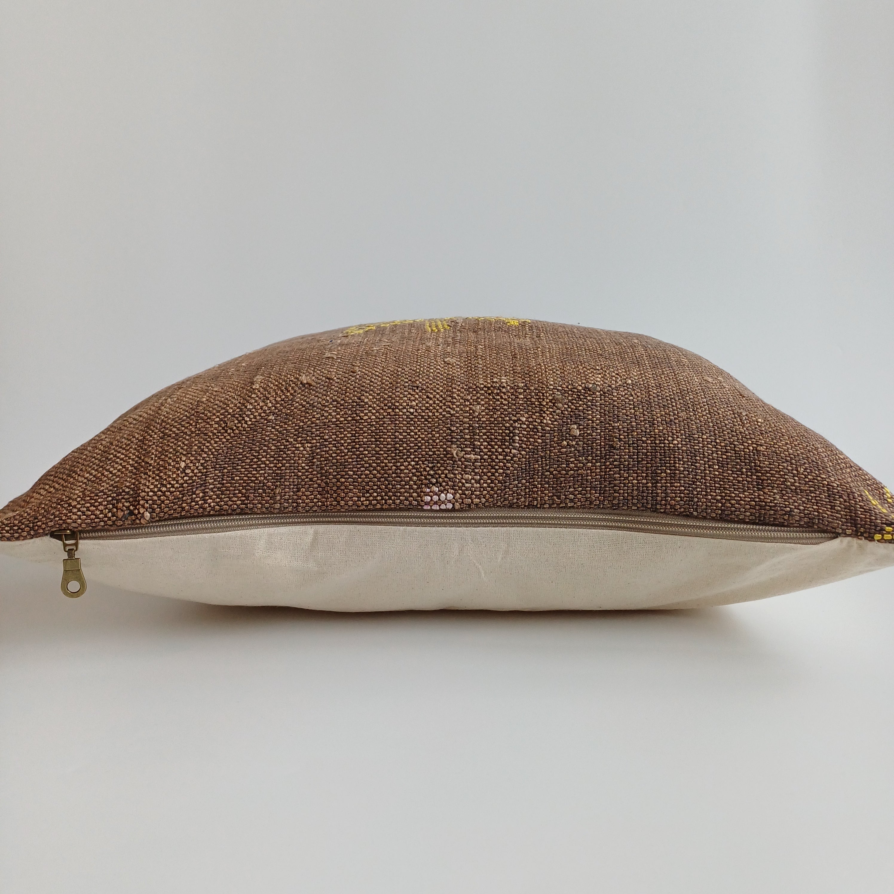 Moroccan Handmade Brown Cactus Silk Cushion Cover 20''x20'' / 50x50 CM