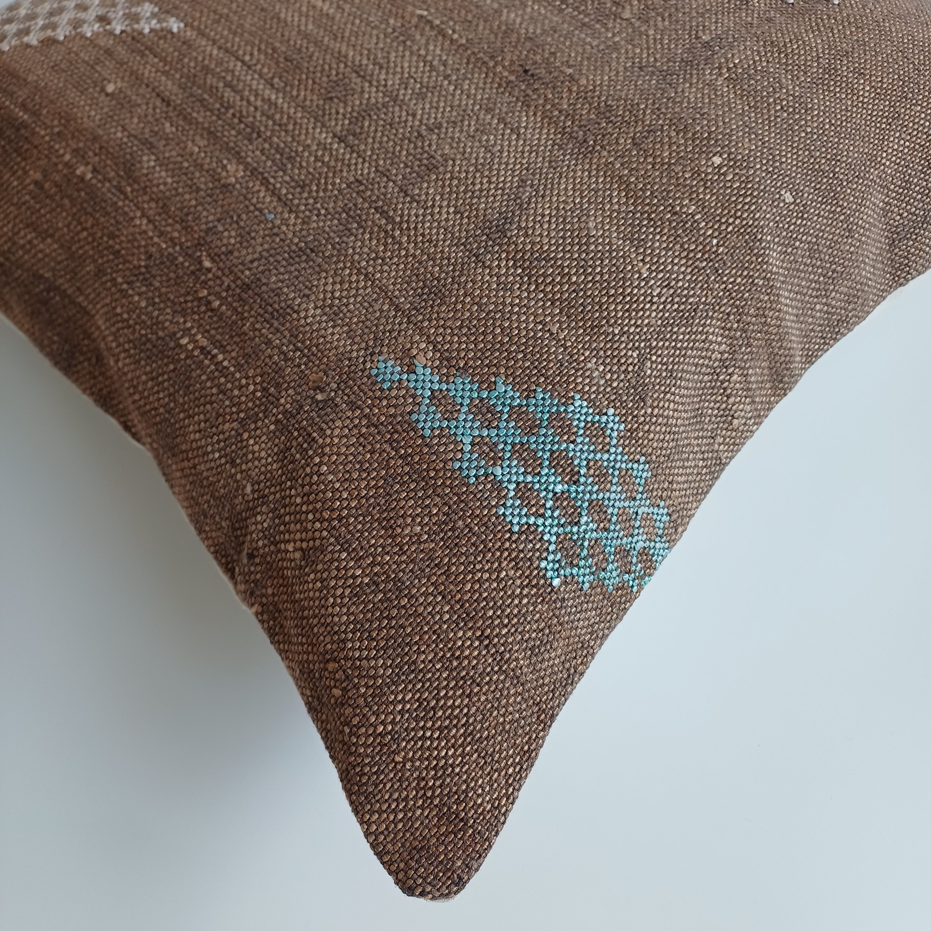 Moroccan Handmade Brown Cactus Silk Cushion Cover 20''x20'' / 50x50 CM