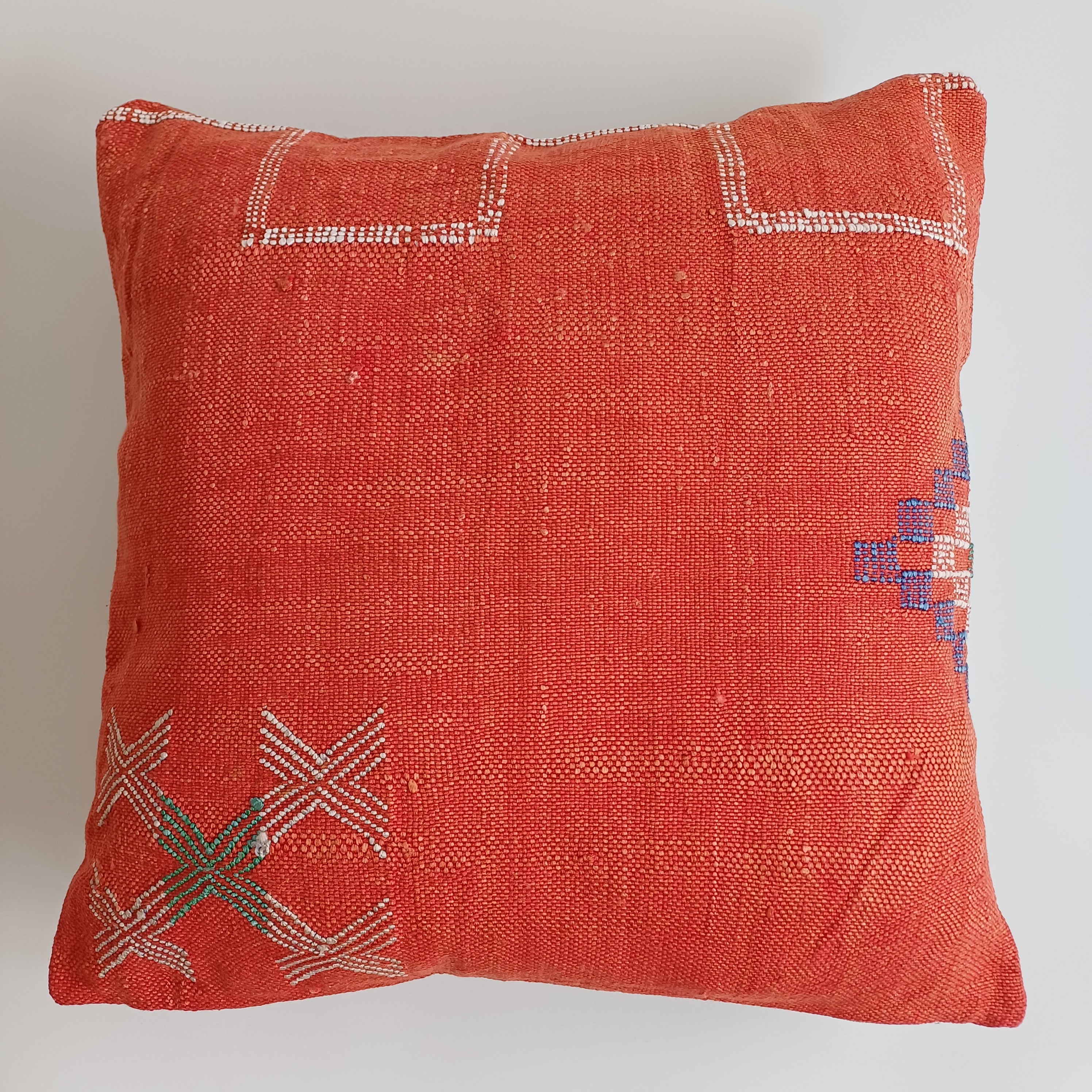 Moroccan Handmade Red Cactus Silk Cushion Cover 20''x20'' / 50x50 CM