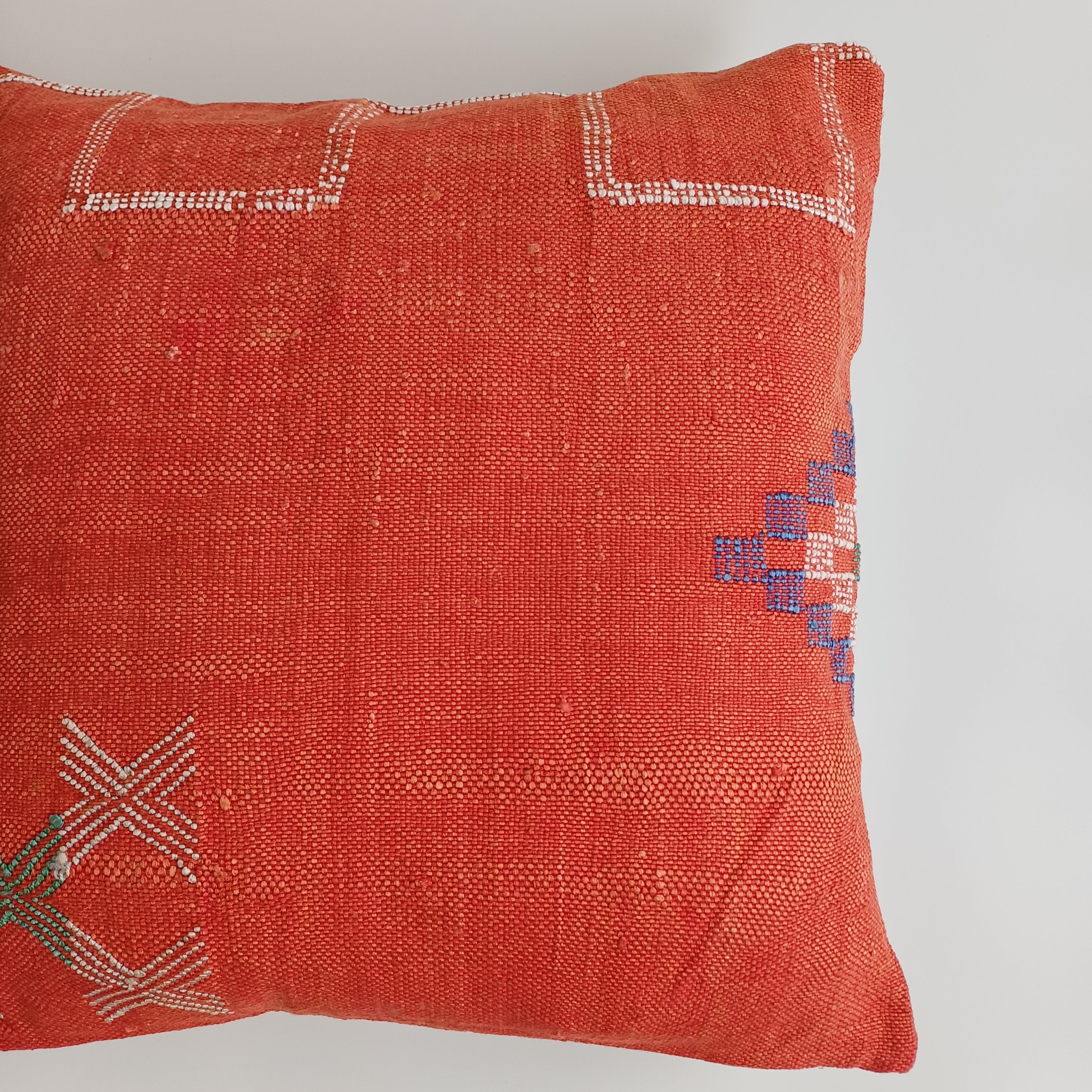 Moroccan Handmade Red Cactus Silk Cushion Cover 20''x20'' / 50x50 CM