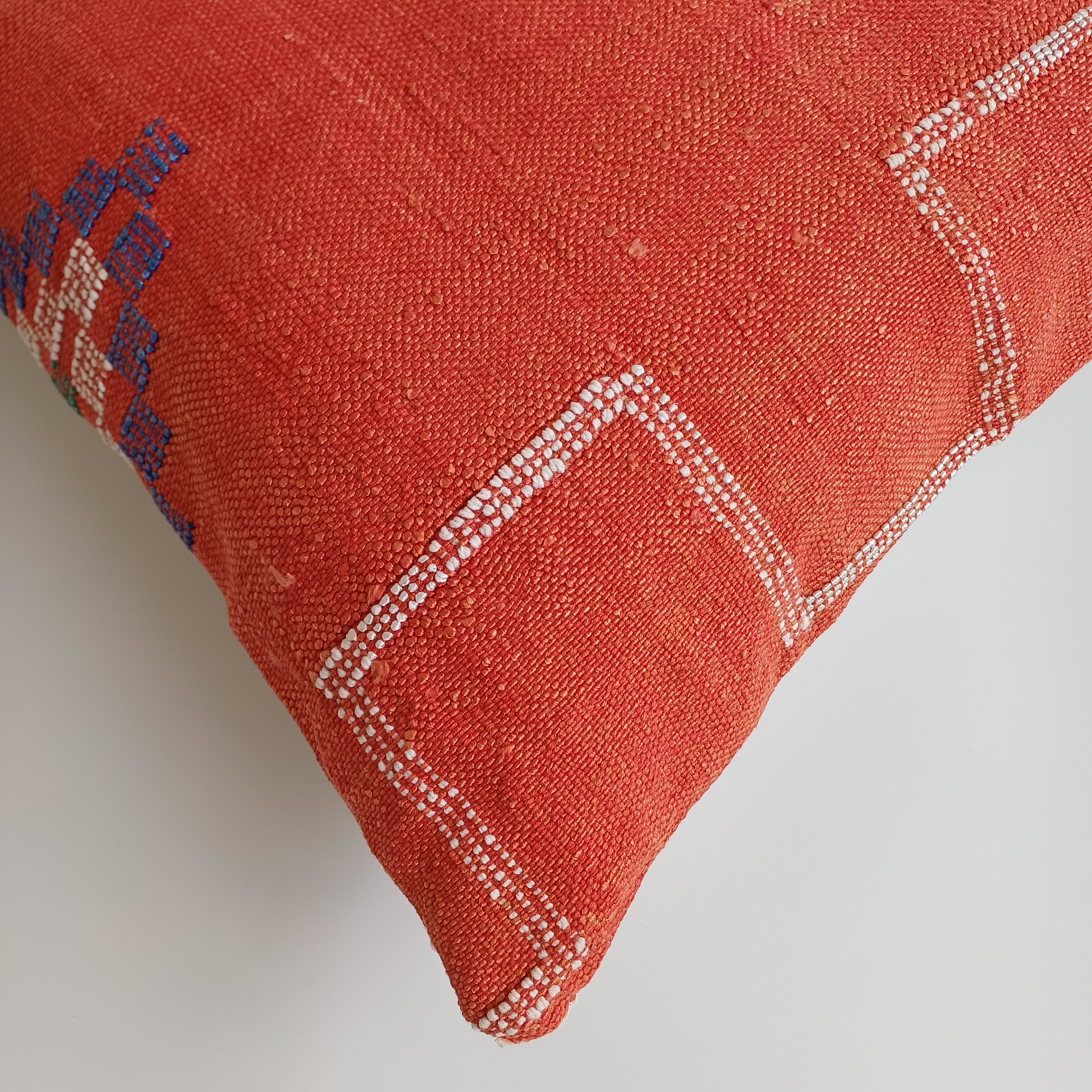 Moroccan Handmade Red Cactus Silk Cushion Cover 20''x20'' / 50x50 CM