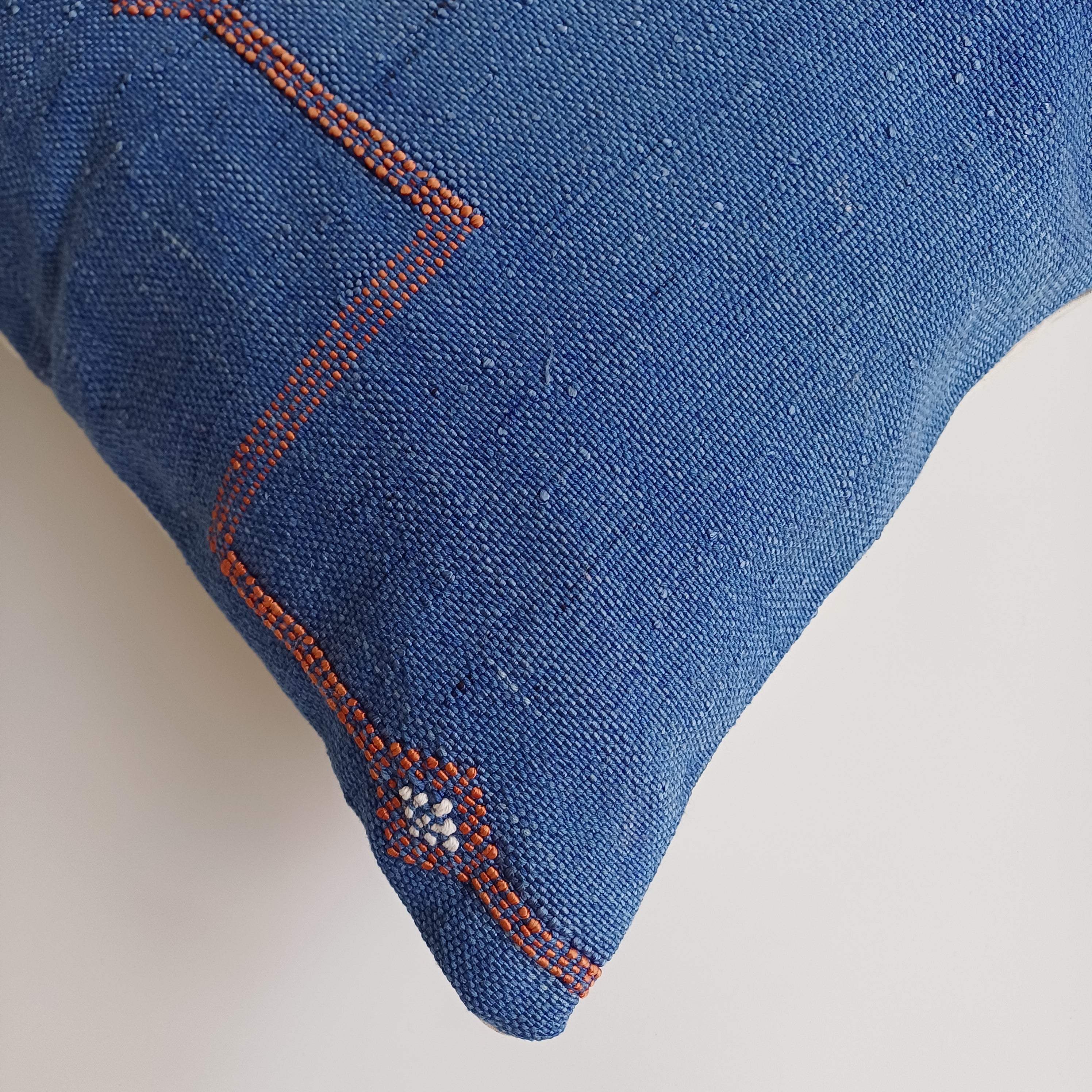 Moroccan Handmade Royal Blue Cactus Silk Cushion Cover 20''x20'' / 50x50 CM