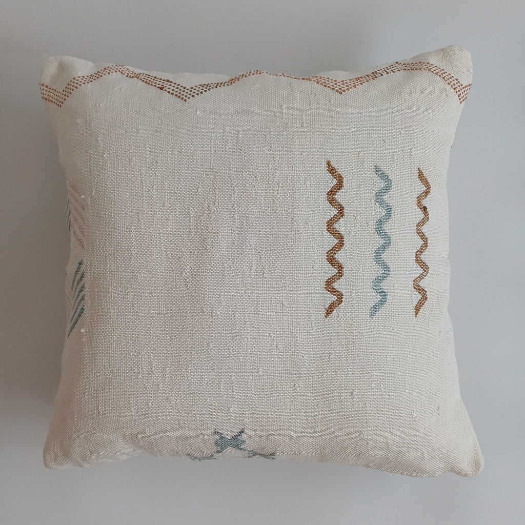 Moroccan Handmade Cream White Cactus Silk Cushion Cover 20''x20'' / 50x50 CM