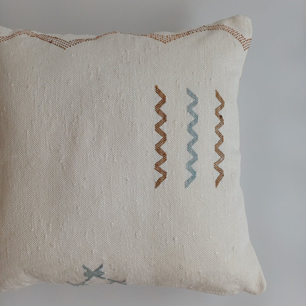 Moroccan Handmade Cream White Cactus Silk Cushion Cover 20''x20'' / 50x50 CM