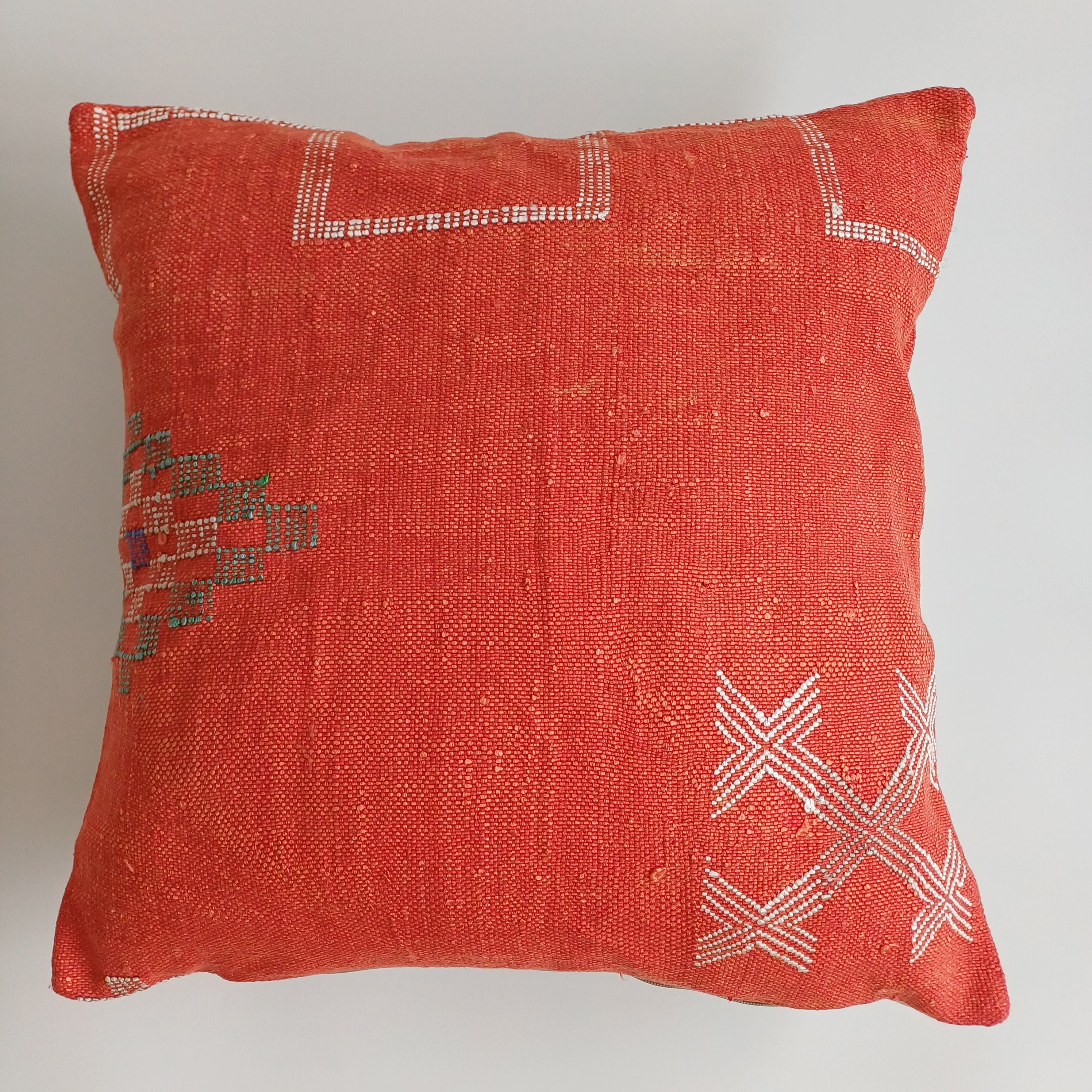 Moroccan Handmade Red Cactus Silk Cushion Cover 20''x20'' / 50x50 CM