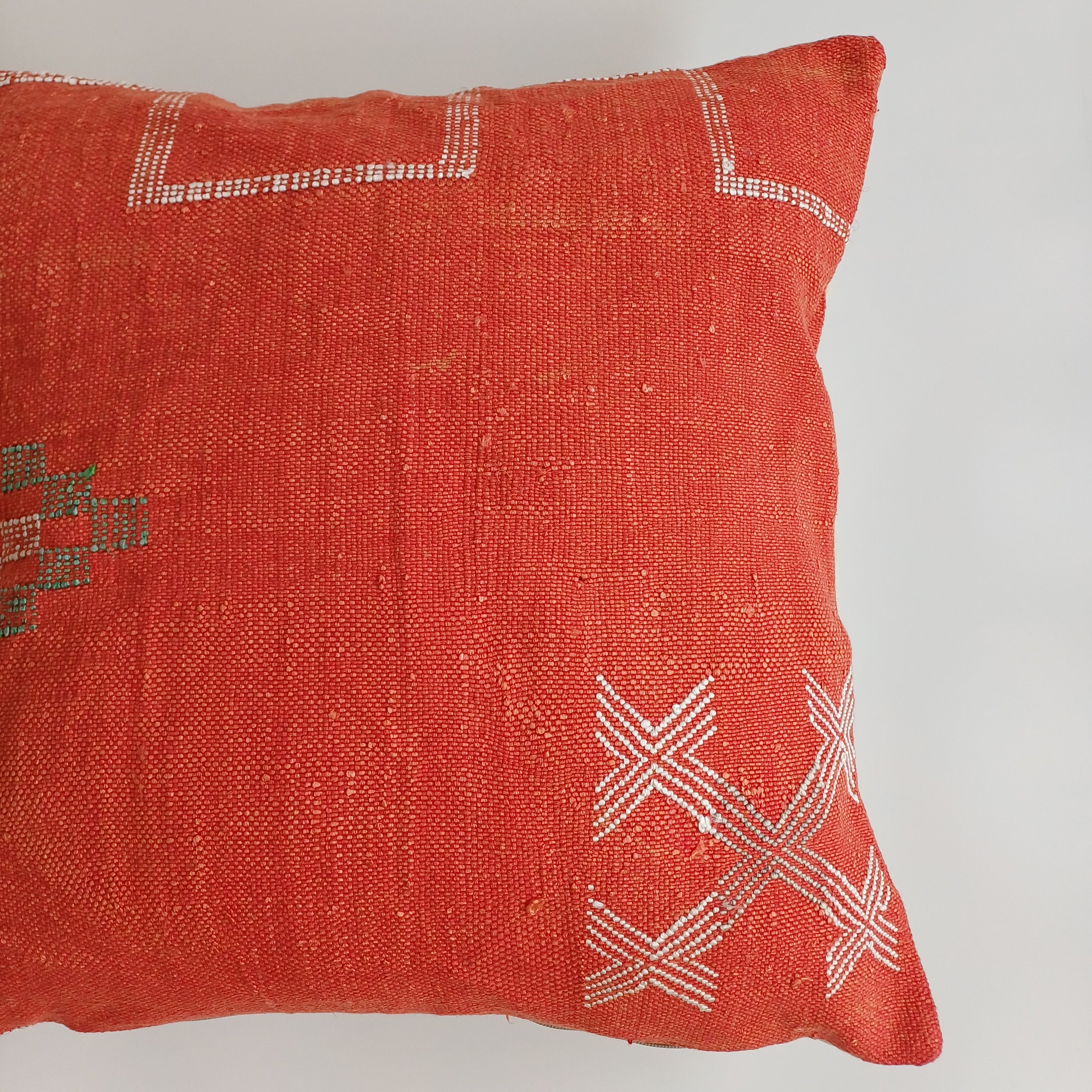 Moroccan Handmade Red Cactus Silk Cushion Cover 20''x20'' / 50x50 CM