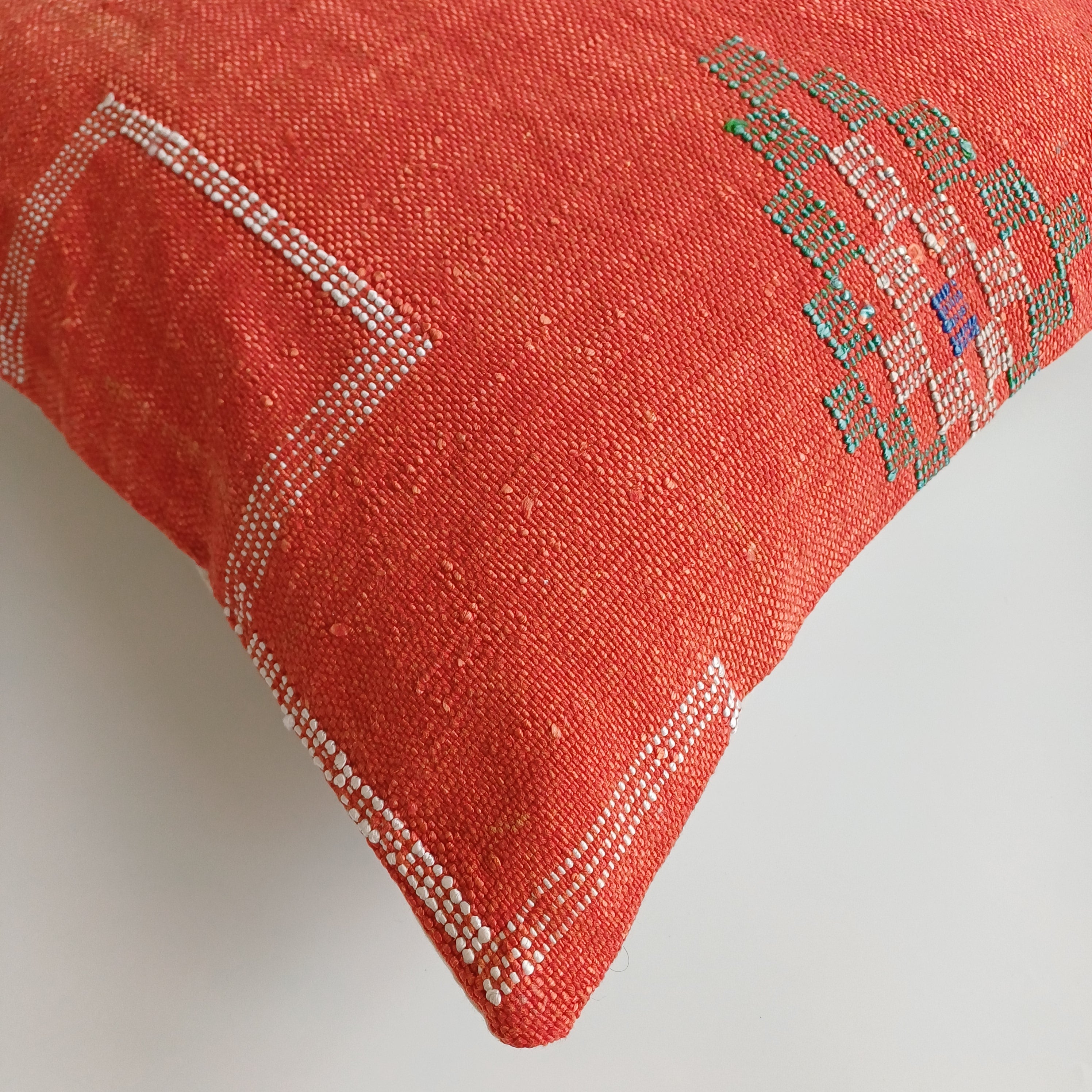 Moroccan Handmade Red Cactus Silk Cushion Cover 20''x20'' / 50x50 CM
