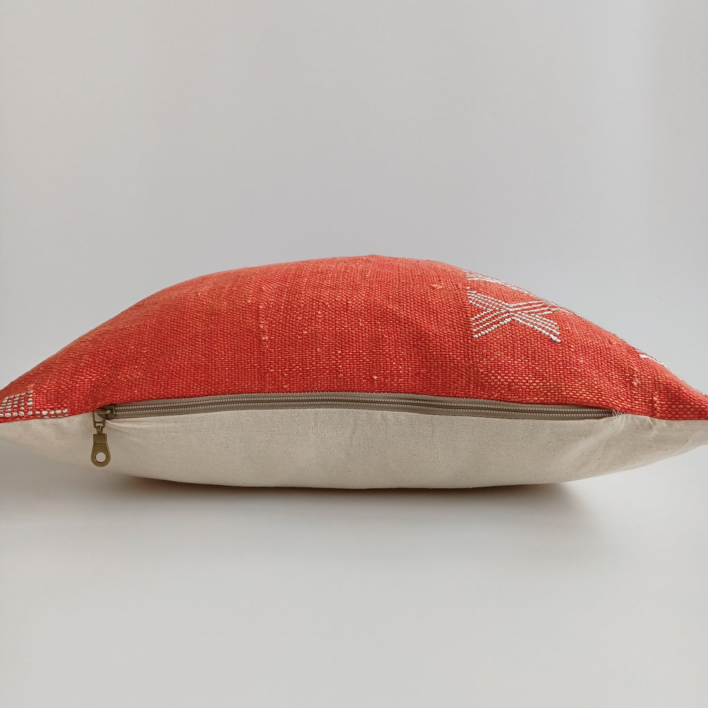Moroccan Handmade Red Cactus Silk Cushion Cover 20''x20'' / 50x50 CM