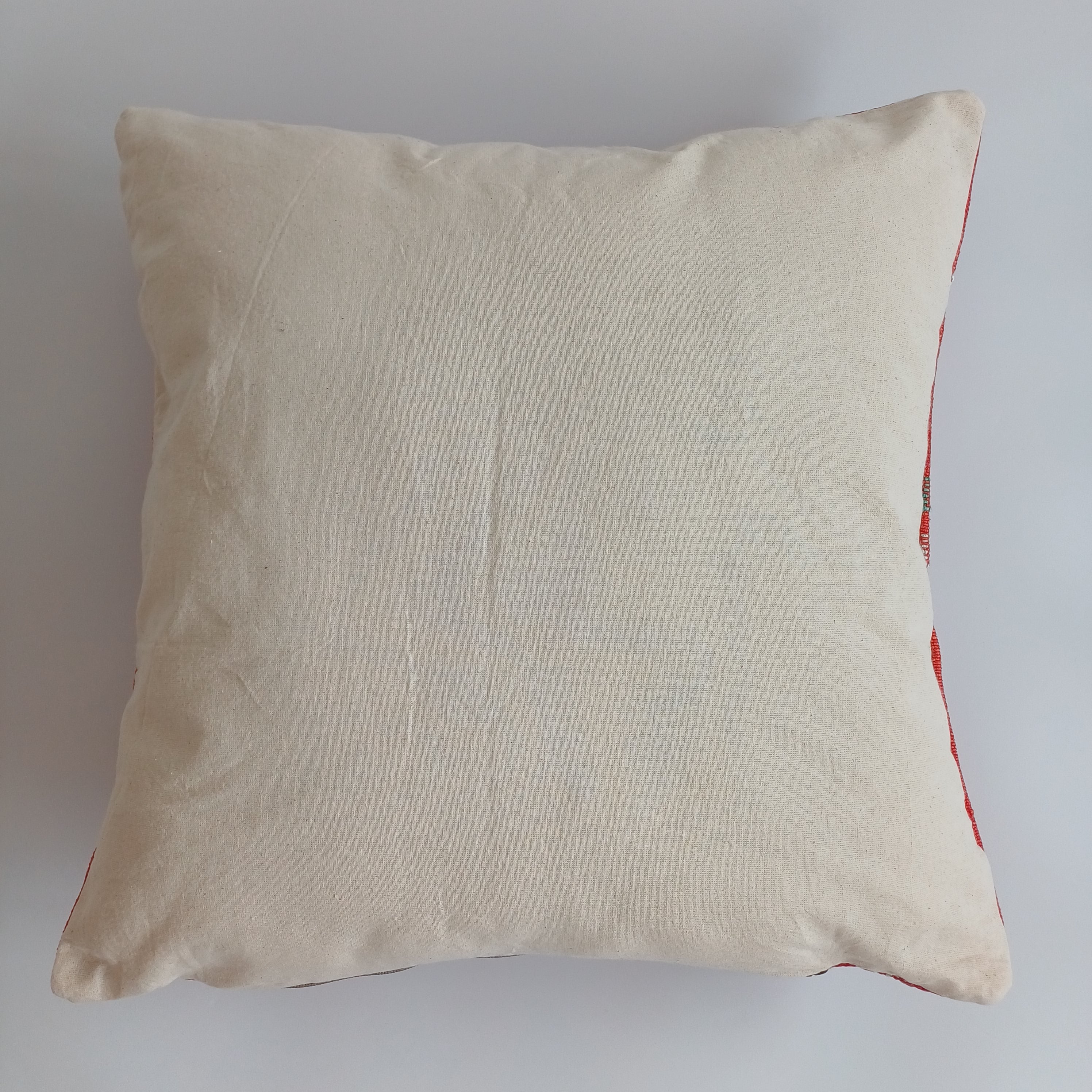 Moroccan Handmade Red Cactus Silk Cushion Cover 20''x20'' / 50x50 CM