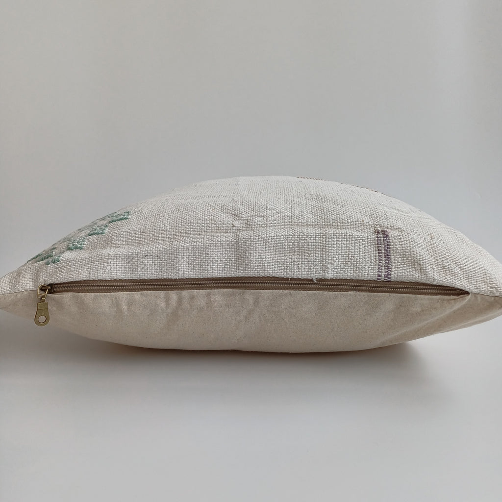 Moroccan Handmade Cream White Cactus Silk Cushion Cover 20''x20'' / 50x50 CM