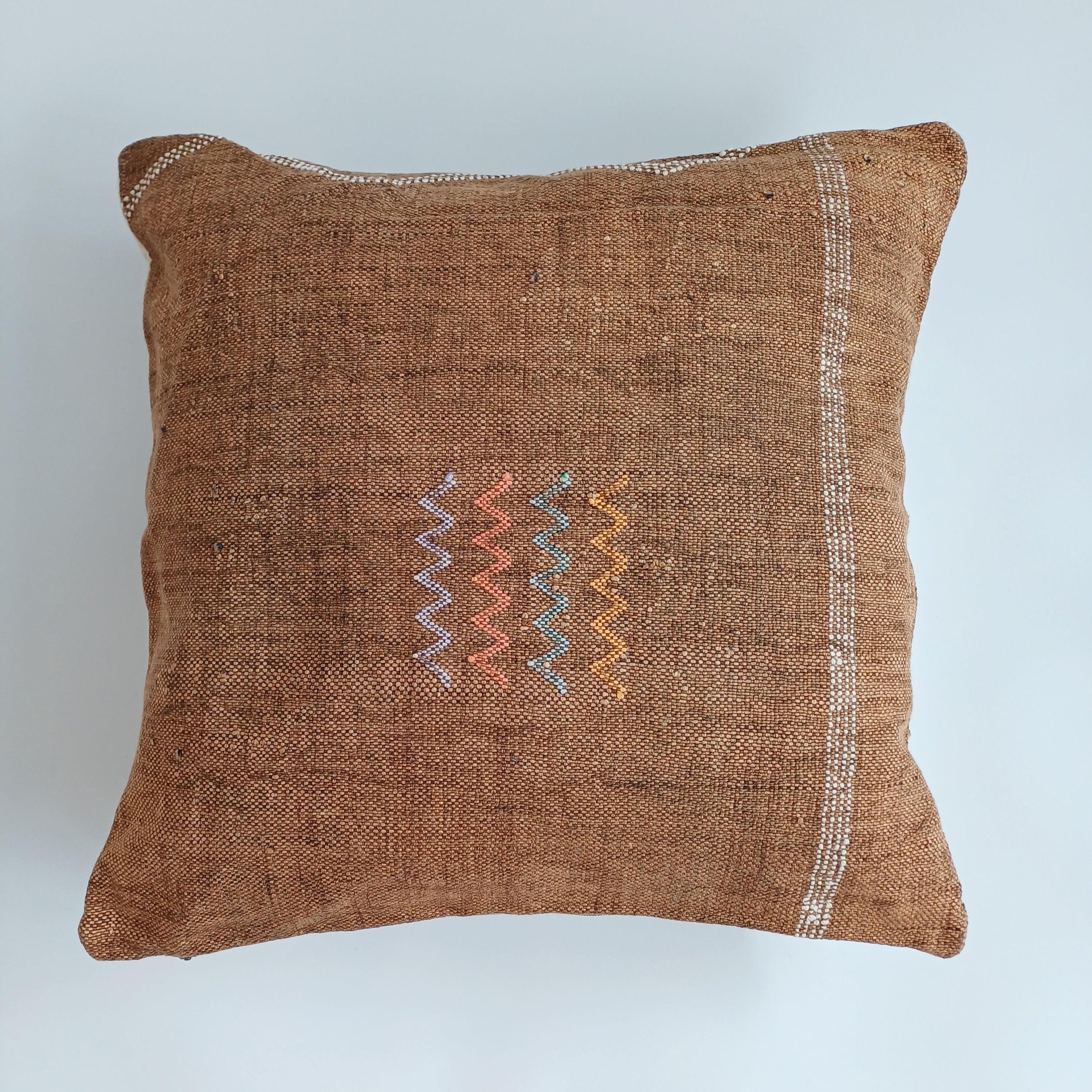 Moroccan Handmade Brown Cactus Silk Cushion Cover 20''x20'' / 50x50 CM