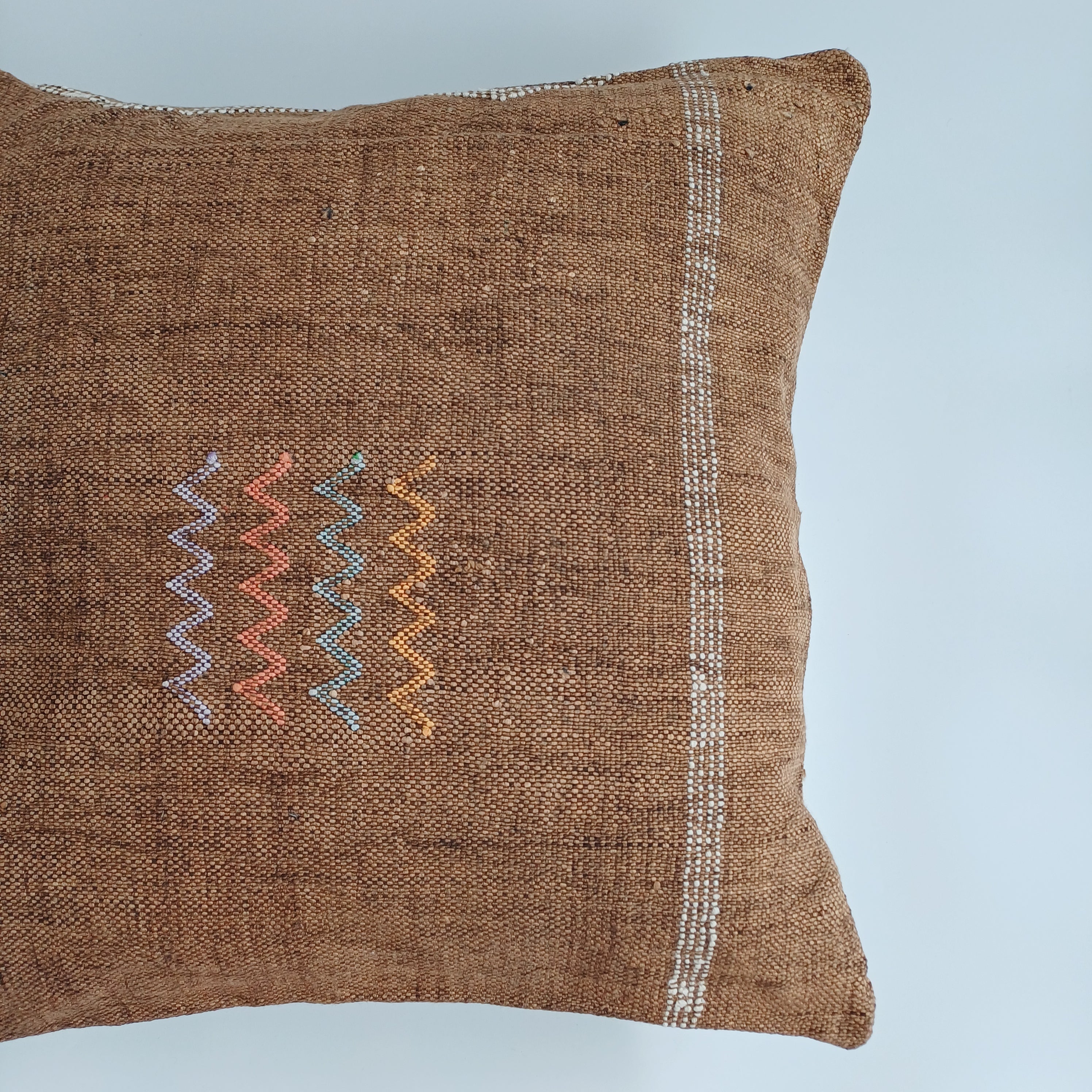 Moroccan Handmade Brown Cactus Silk Cushion Cover 20''x20'' / 50x50 CM