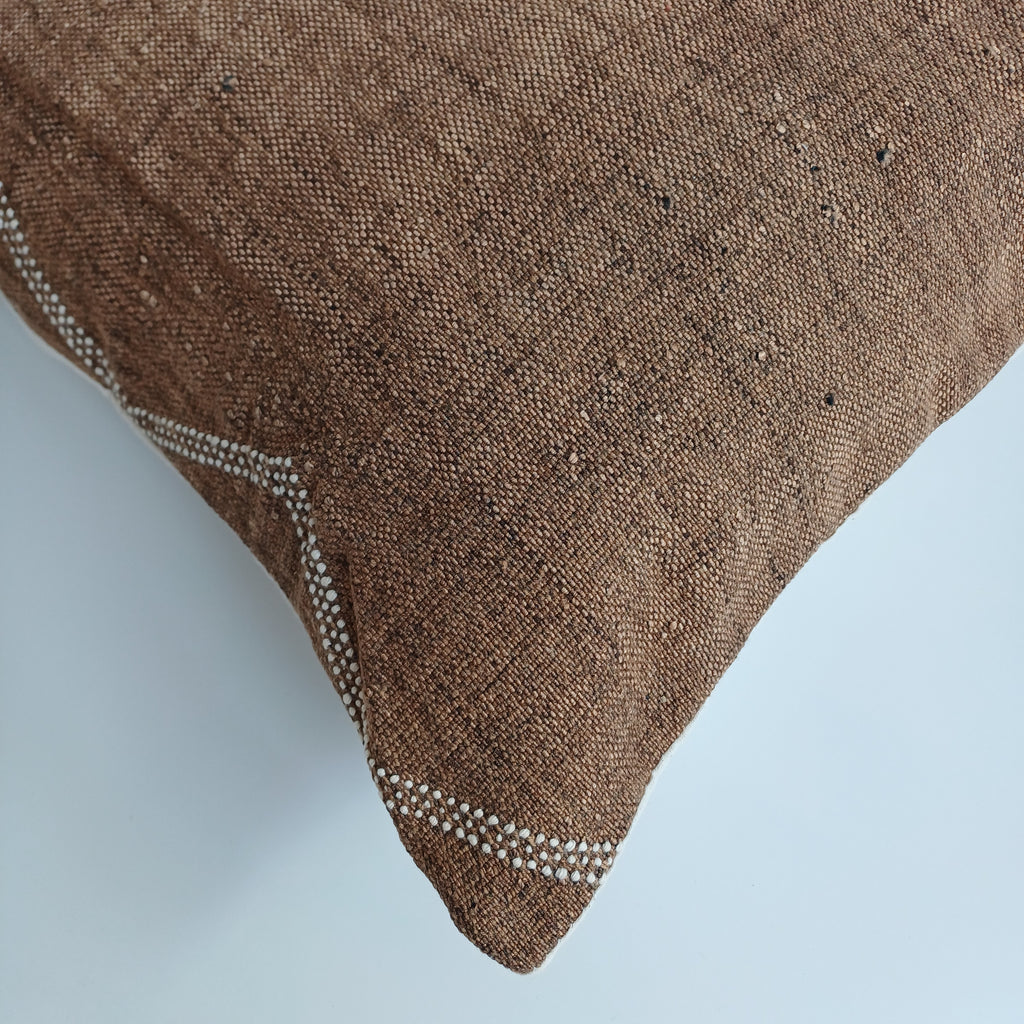 Moroccan Handmade Brown Cactus Silk Cushion Cover 20''x20'' / 50x50 CM
