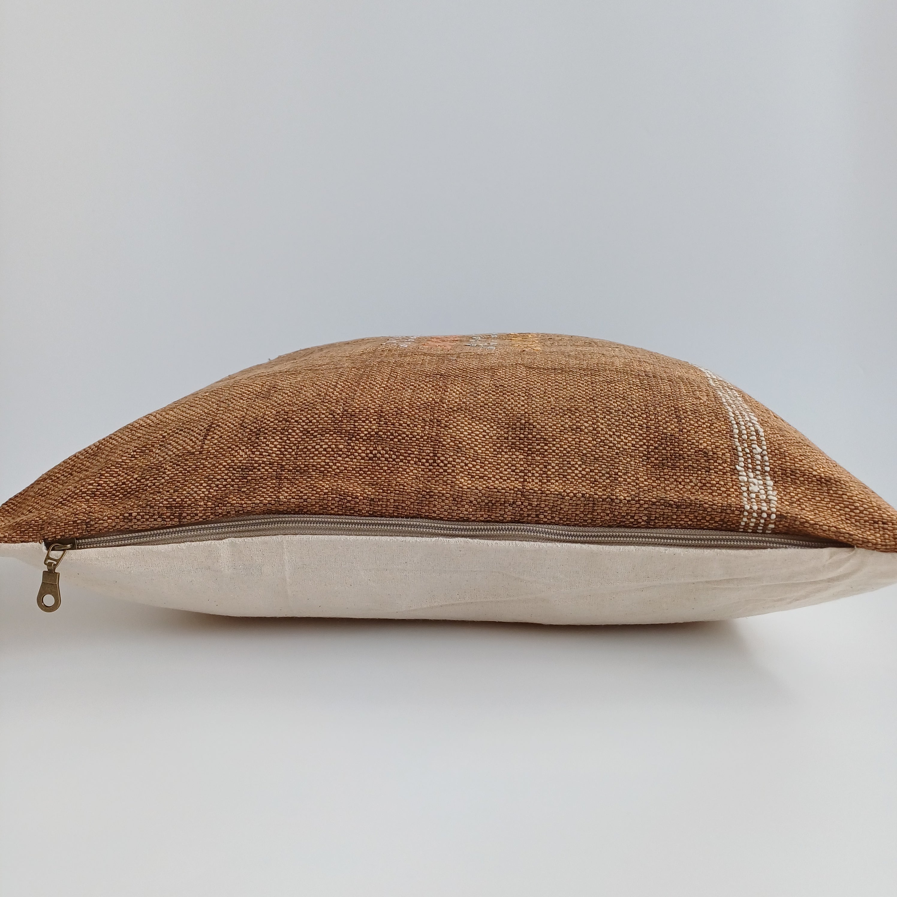 Moroccan Handmade Brown Cactus Silk Cushion Cover 20''x20'' / 50x50 CM