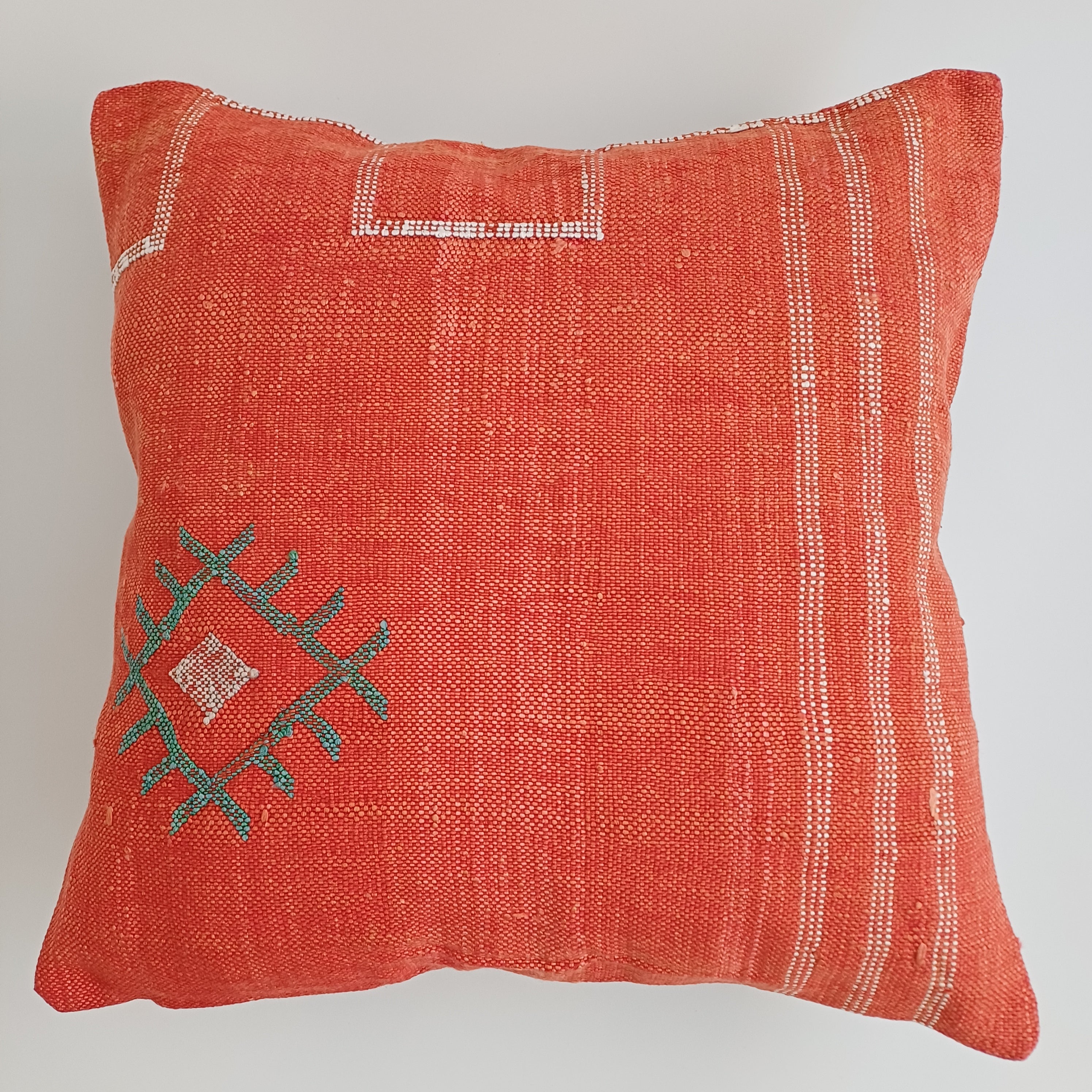 Moroccan Handmade Red Cactus Silk Cushion Cover 20''x20'' / 50x50 CM