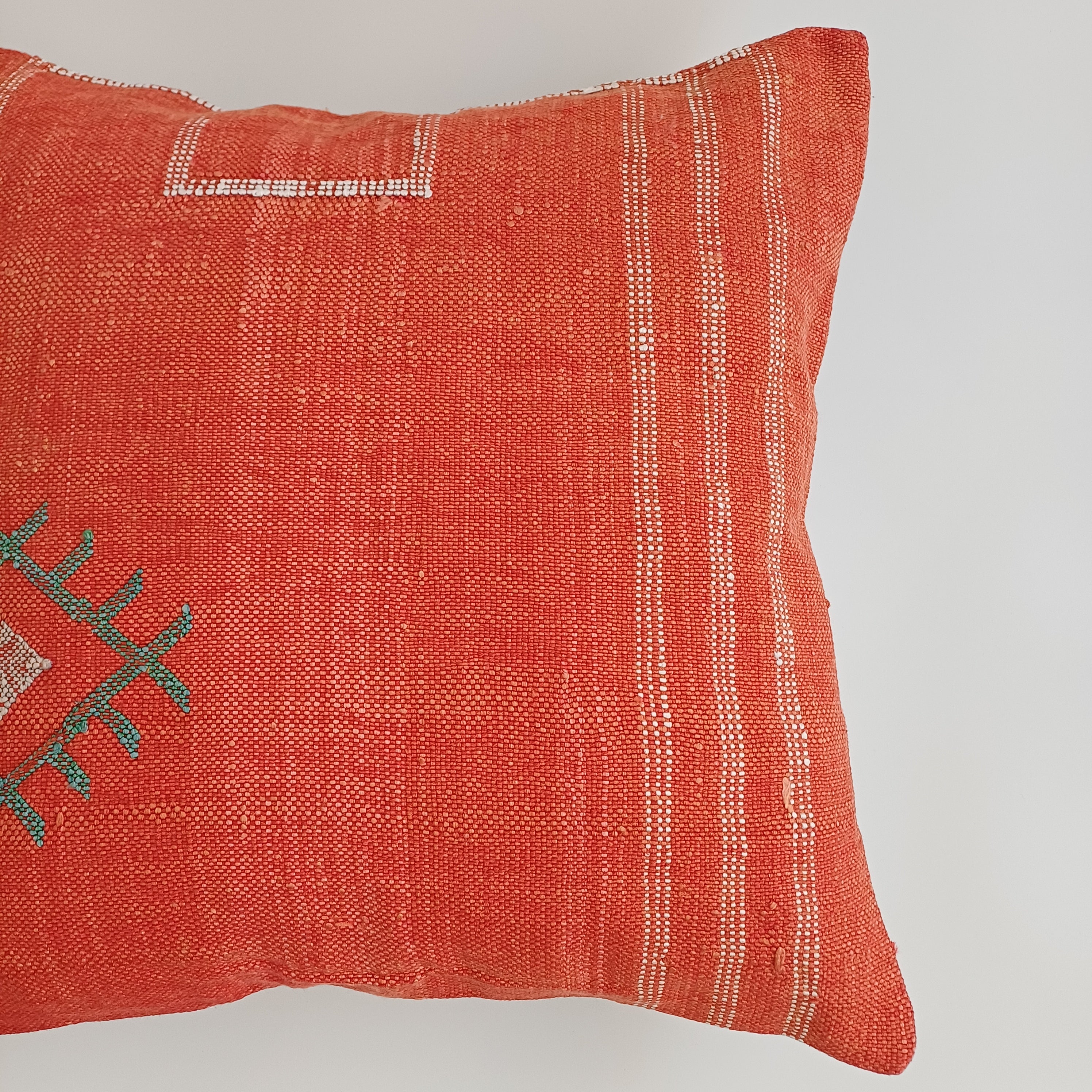 Moroccan Handmade Red Cactus Silk Cushion Cover 20''x20'' / 50x50 CM