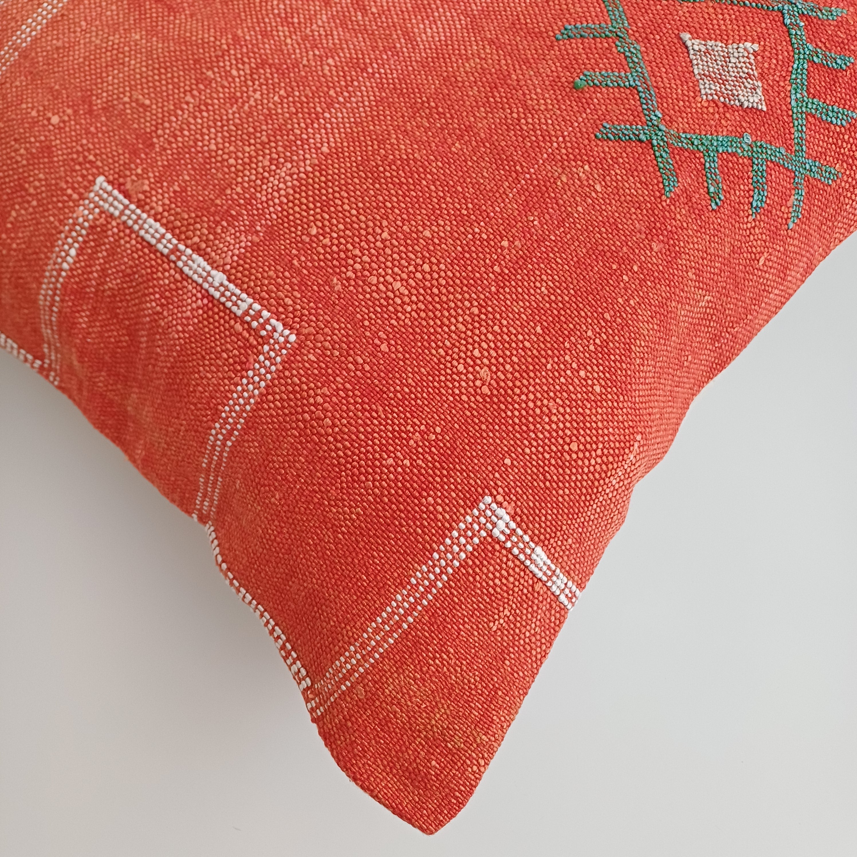 Moroccan Handmade Red Cactus Silk Cushion Cover 20''x20'' / 50x50 CM