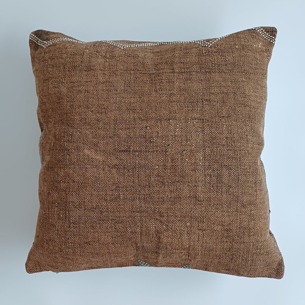 Moroccan Handmade Brown Cactus Silk Cushion Cover 20''x20'' / 50x50 CM