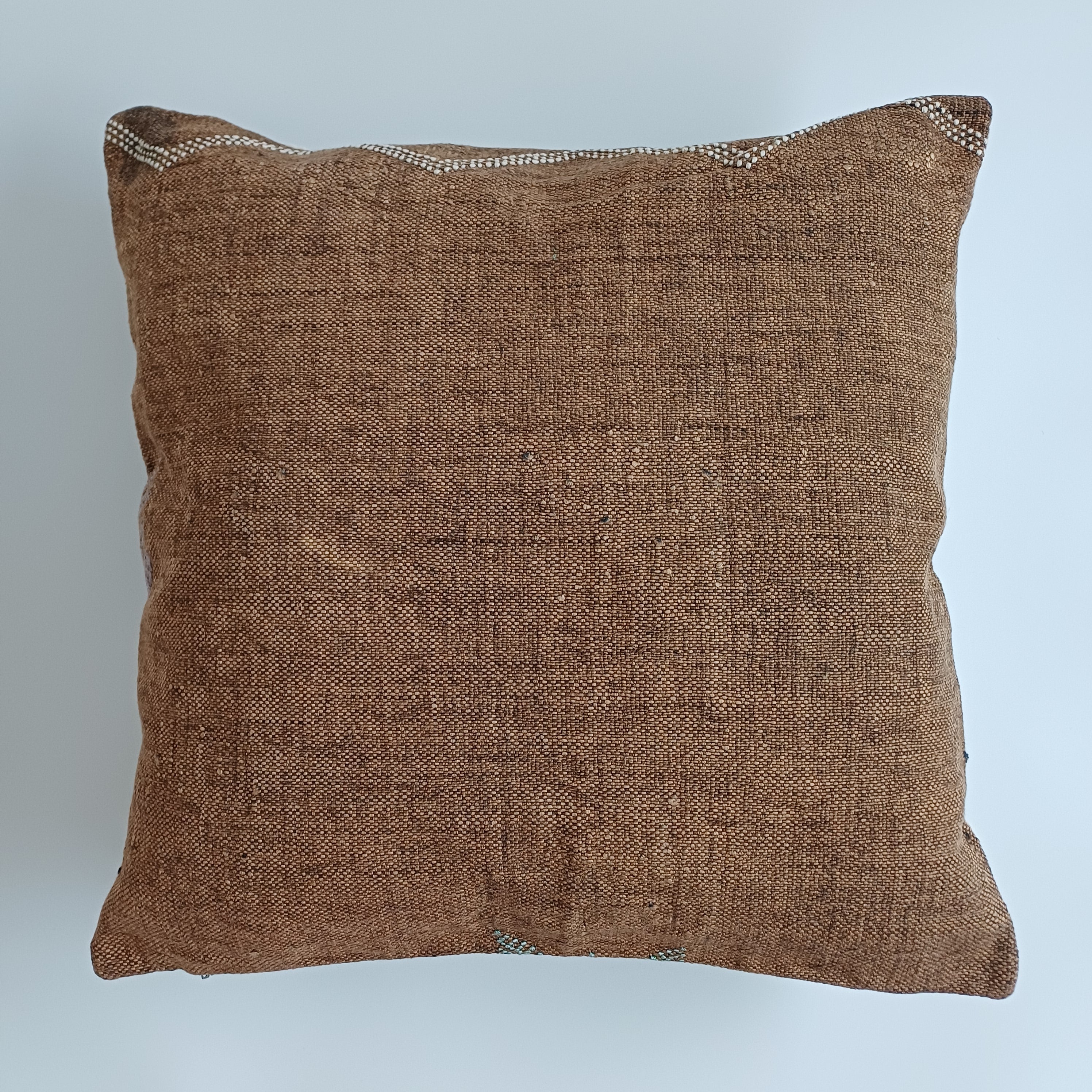 Moroccan Handmade Brown Cactus Silk Cushion Cover 20''x20'' / 50x50 CM