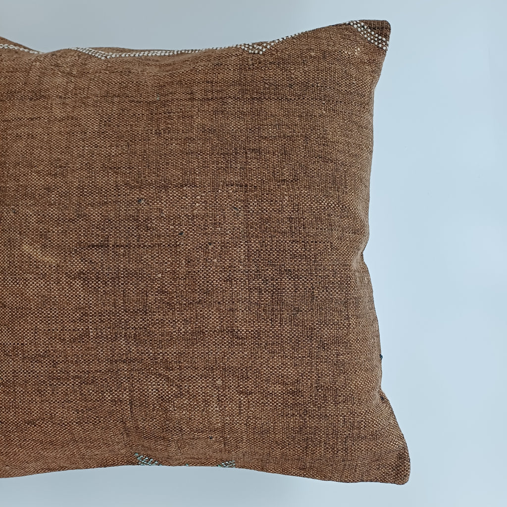 Moroccan Handmade Brown Cactus Silk Cushion Cover 20''x20'' / 50x50 CM