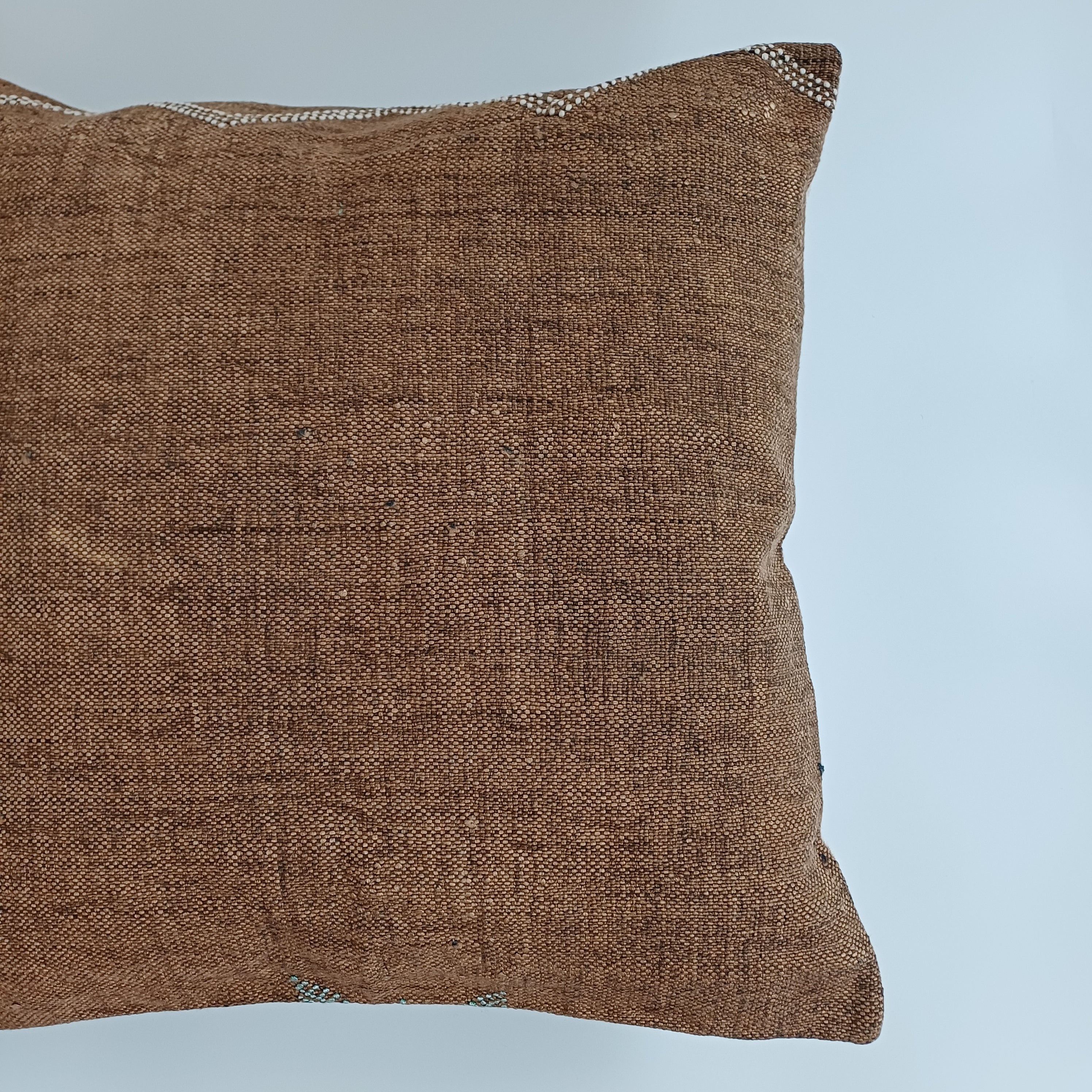 Moroccan Handmade Brown Cactus Silk Cushion Cover 20''x20'' / 50x50 CM