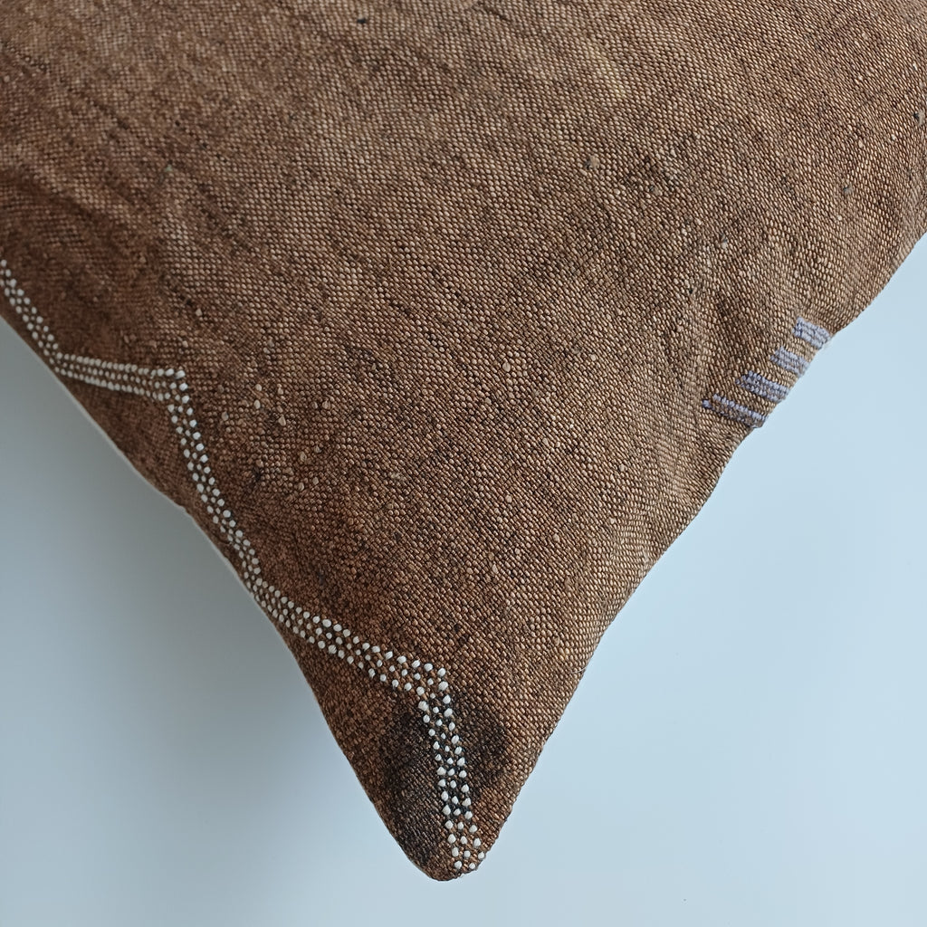 Moroccan Handmade Brown Cactus Silk Cushion Cover 20''x20'' / 50x50 CM