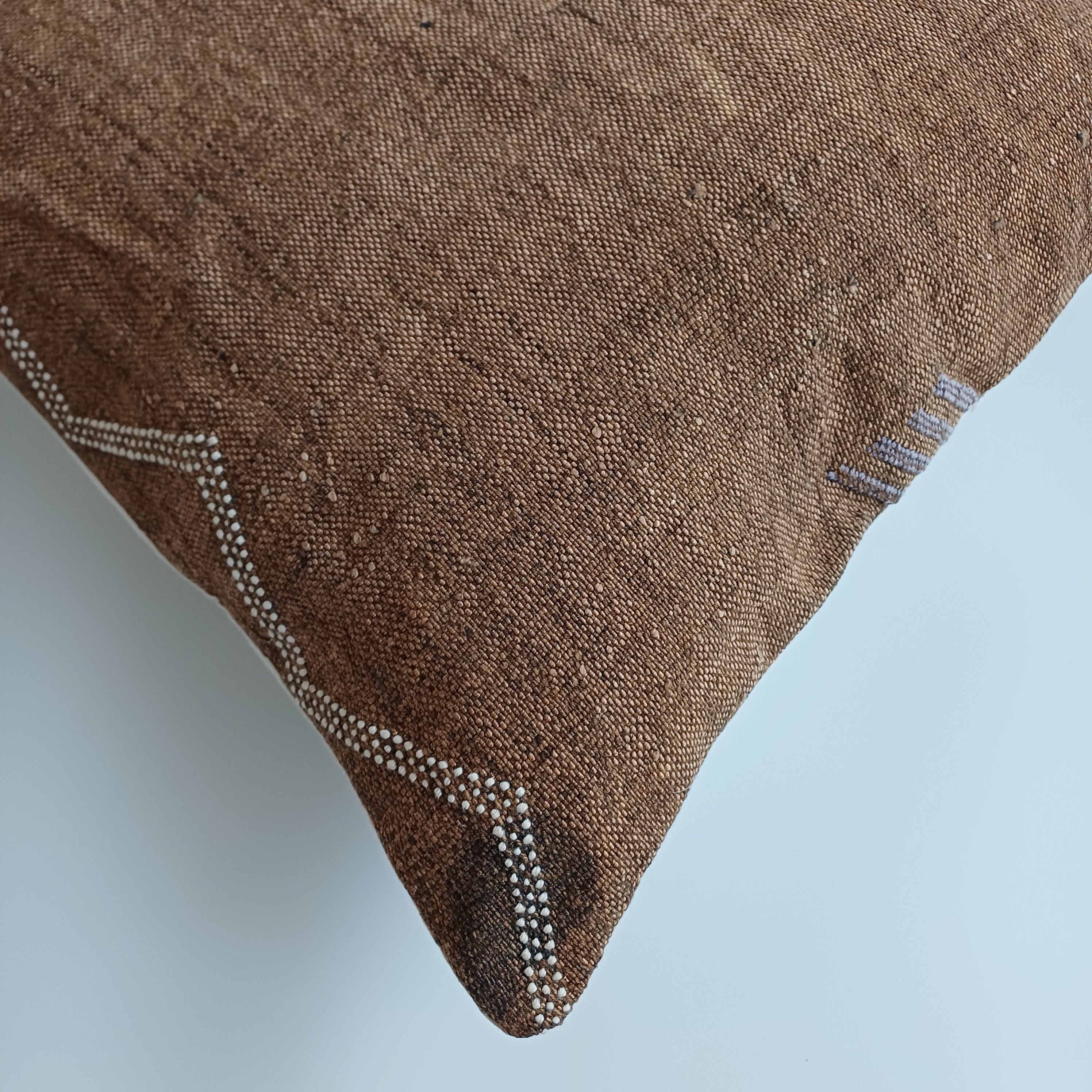 Moroccan Handmade Brown Cactus Silk Cushion Cover 20''x20'' / 50x50 CM