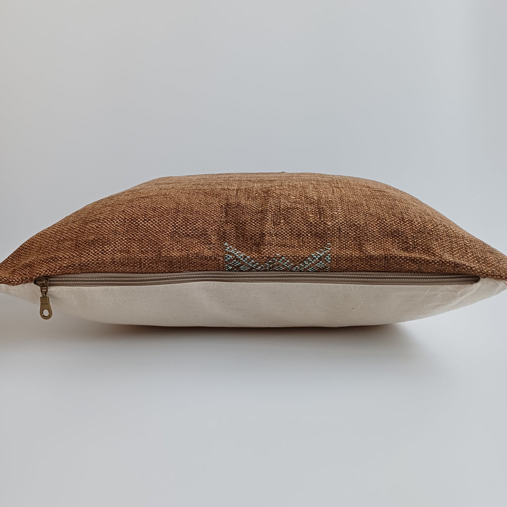 Moroccan Handmade Brown Cactus Silk Cushion Cover 20''x20'' / 50x50 CM