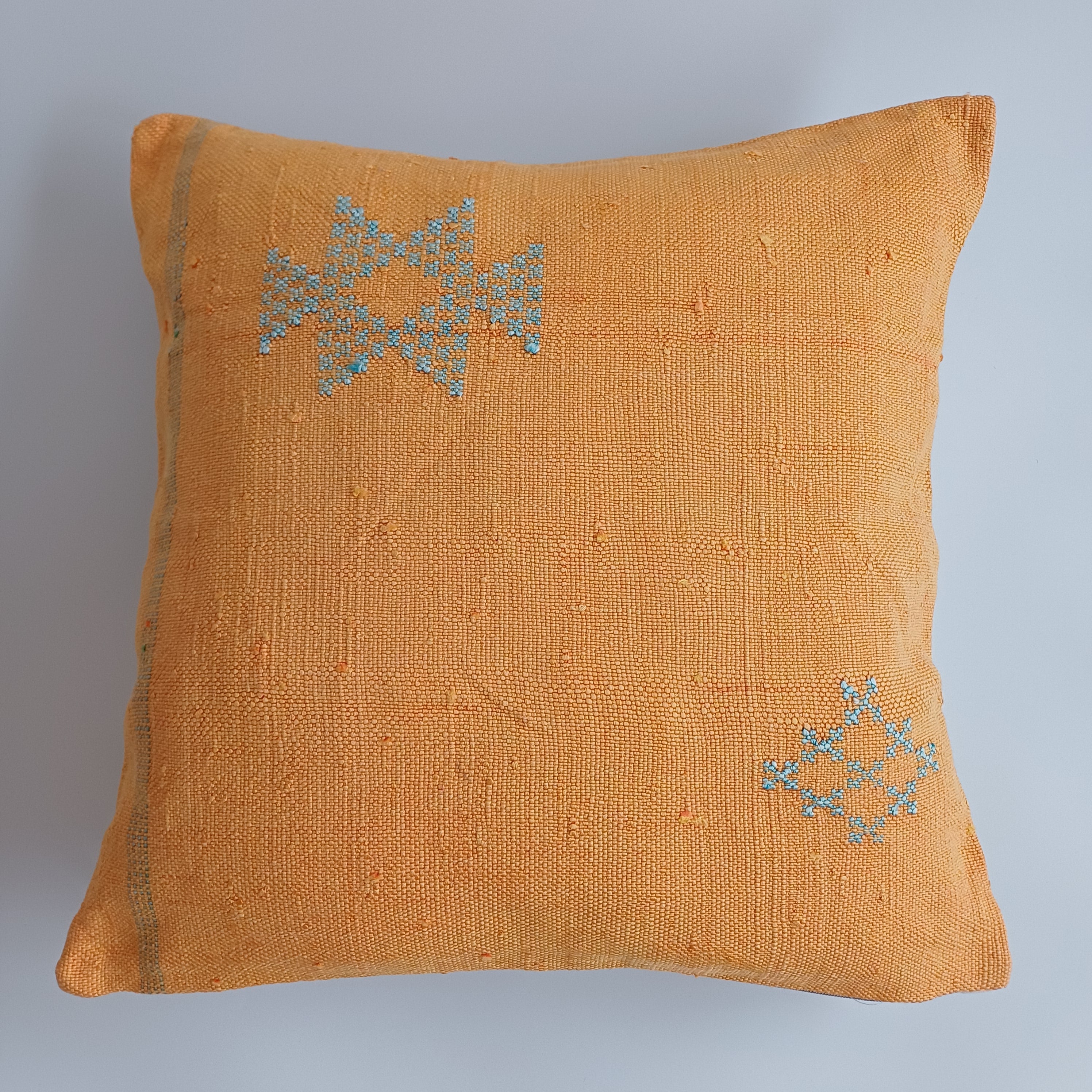 Moroccan Handmade Orange Cactus Silk Cushion Cover 20''x20'' / 50x50 CM