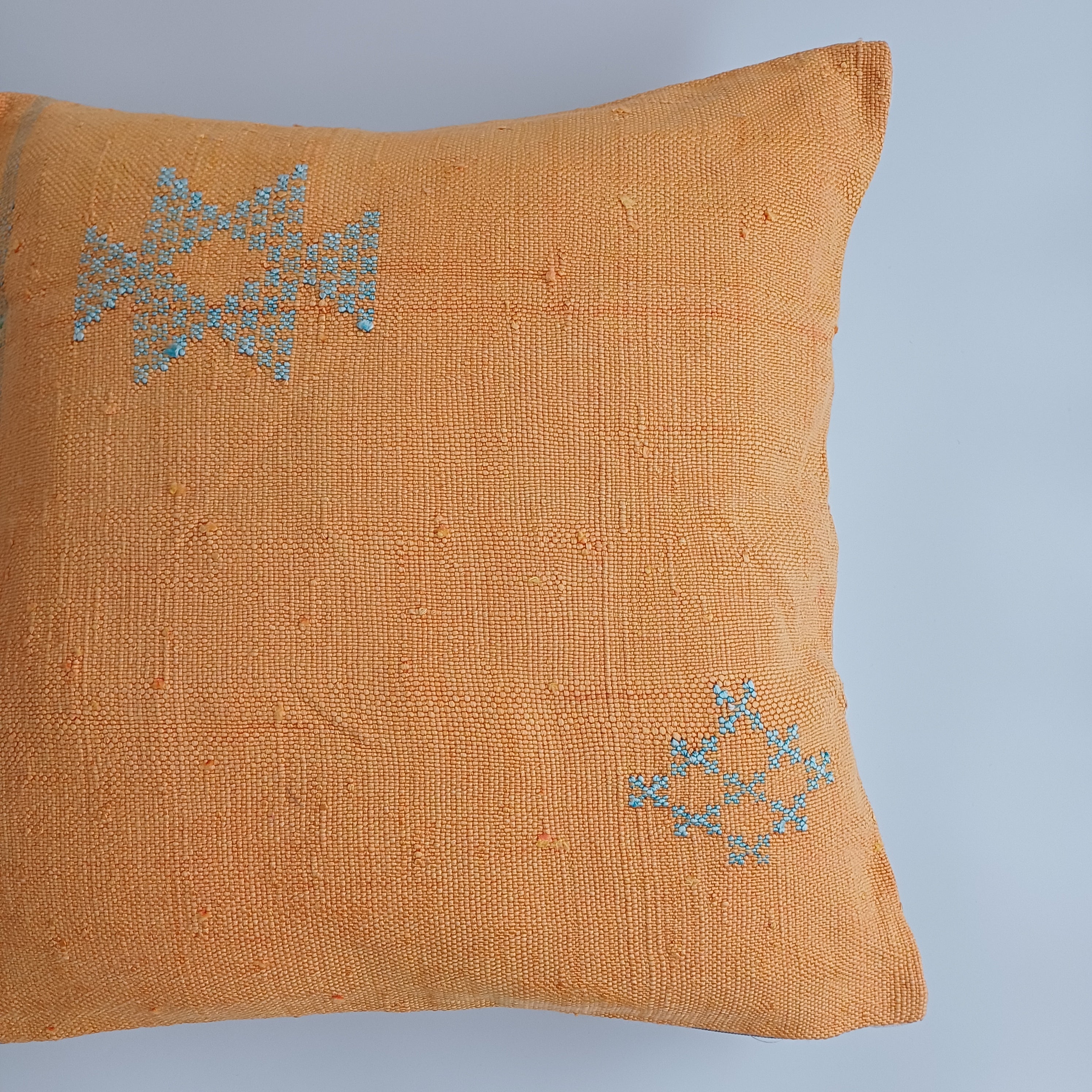 Moroccan Handmade Orange Cactus Silk Cushion Cover 20''x20'' / 50x50 CM