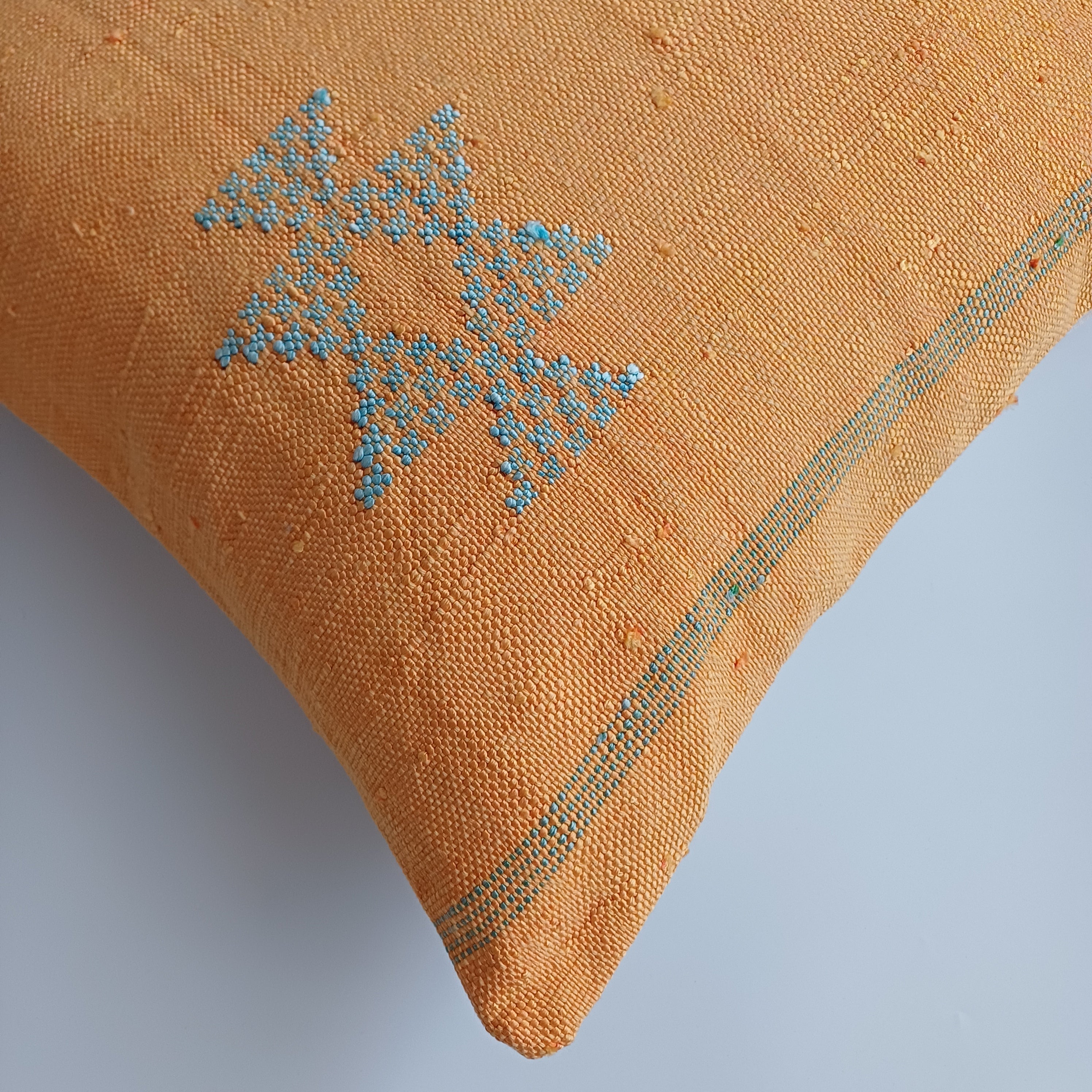 Moroccan Handmade Orange Cactus Silk Cushion Cover 20''x20'' / 50x50 CM