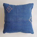 Moroccan Handmade Royal Blue Cactus Silk Cushion Cover 20''x20'' / 50x50 CM