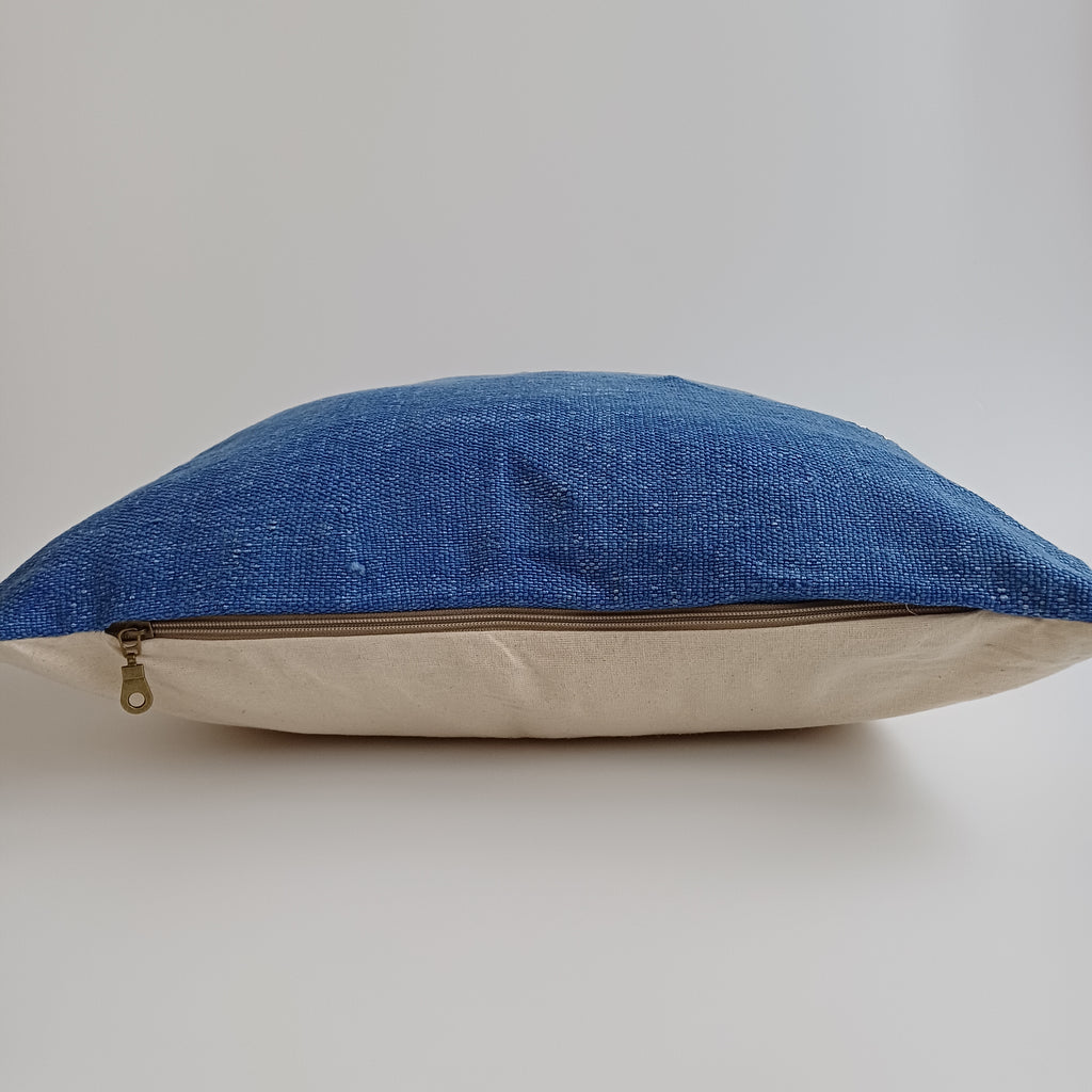 Moroccan Handmade Royal Blue Cactus Silk Cushion Cover 20''x20'' / 50x50 CM