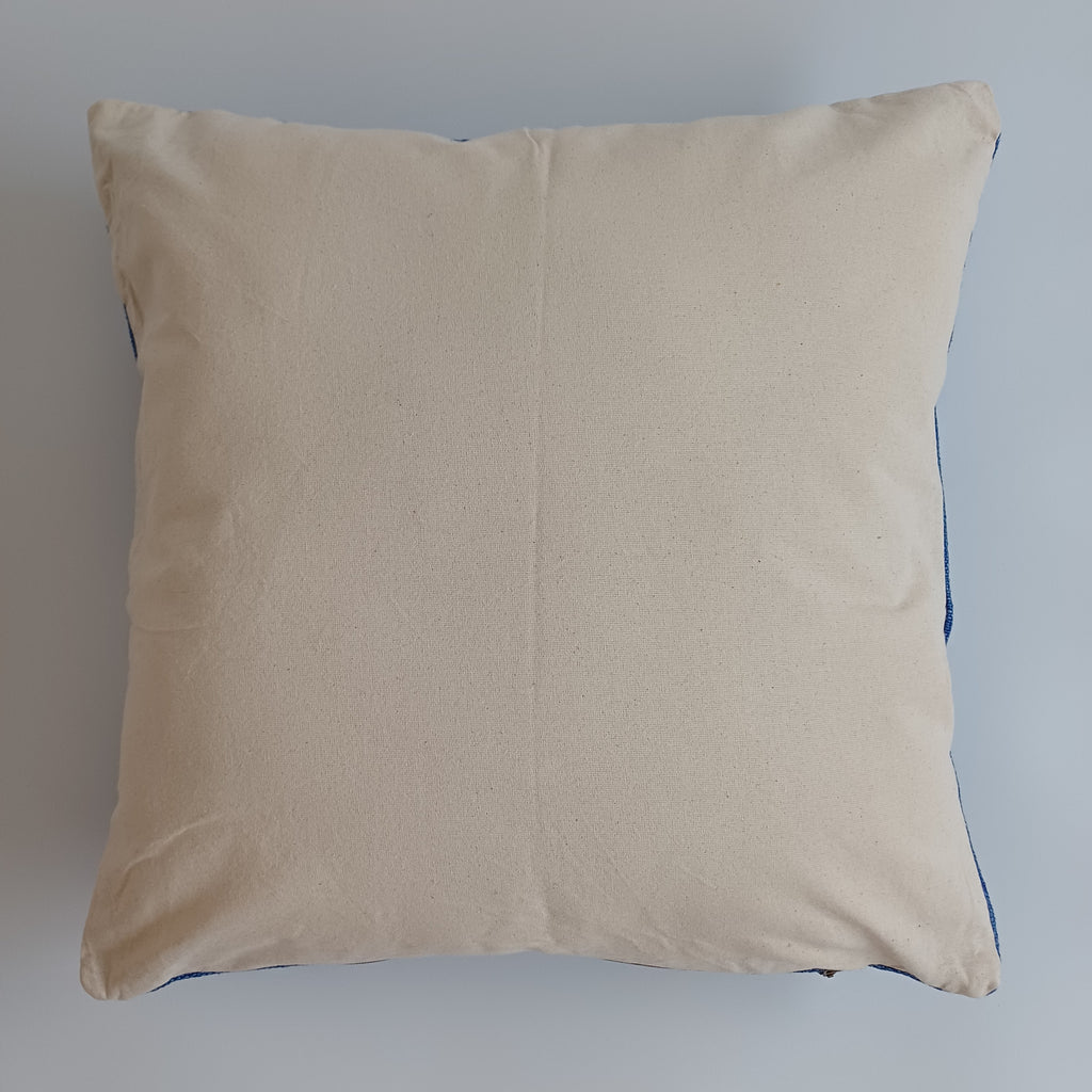 Moroccan Handmade Royal Blue Cactus Silk Cushion Cover 20''x20'' / 50x50 CM