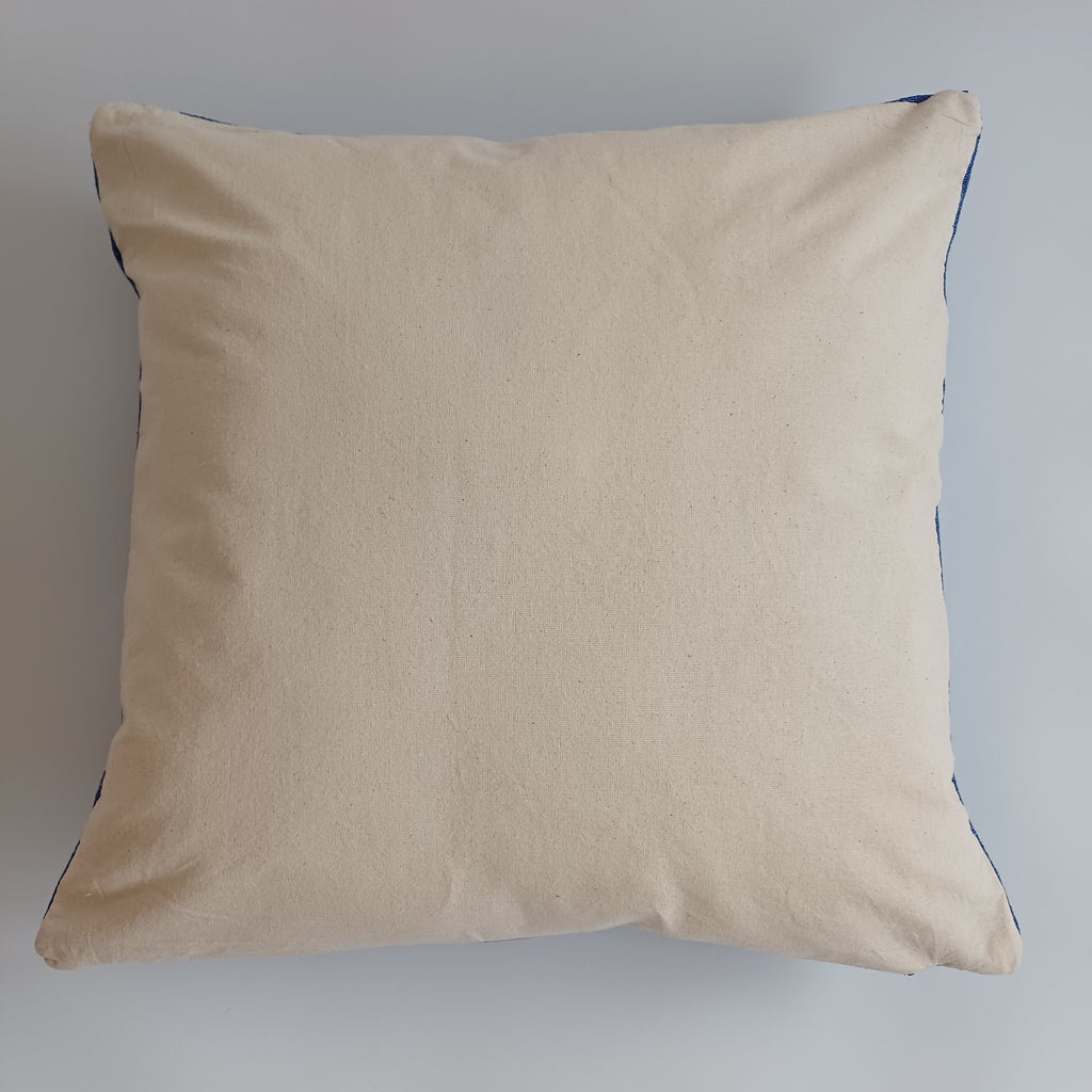 Moroccan Handmade Royal Blue Cactus Silk Cushion Cover 20''x20'' / 50x50 CM