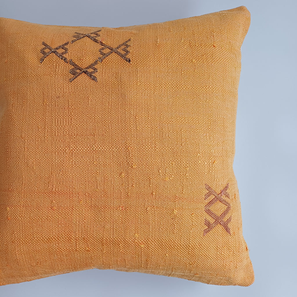 Moroccan Handmade Sunset Cactus Silk Cushion Cover 20''x20'' / 50x50 CM