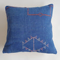 Moroccan Handmade Royal Blue Cactus Silk Cushion Cover 20''x20'' / 50x50 CM